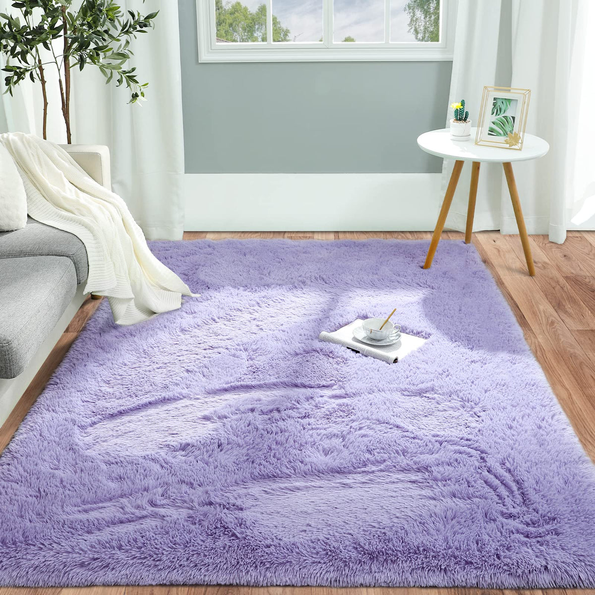 Pettop Fluffy Sage Green Rug for Bedroom Living Room, 6x9 Feet Super Soft Shaggy Plush Fuzzy Rugs for Girls Kids Boys, Non-Slip and Washable Rug for Nursery Classroom, Carpet for Rooms Decor