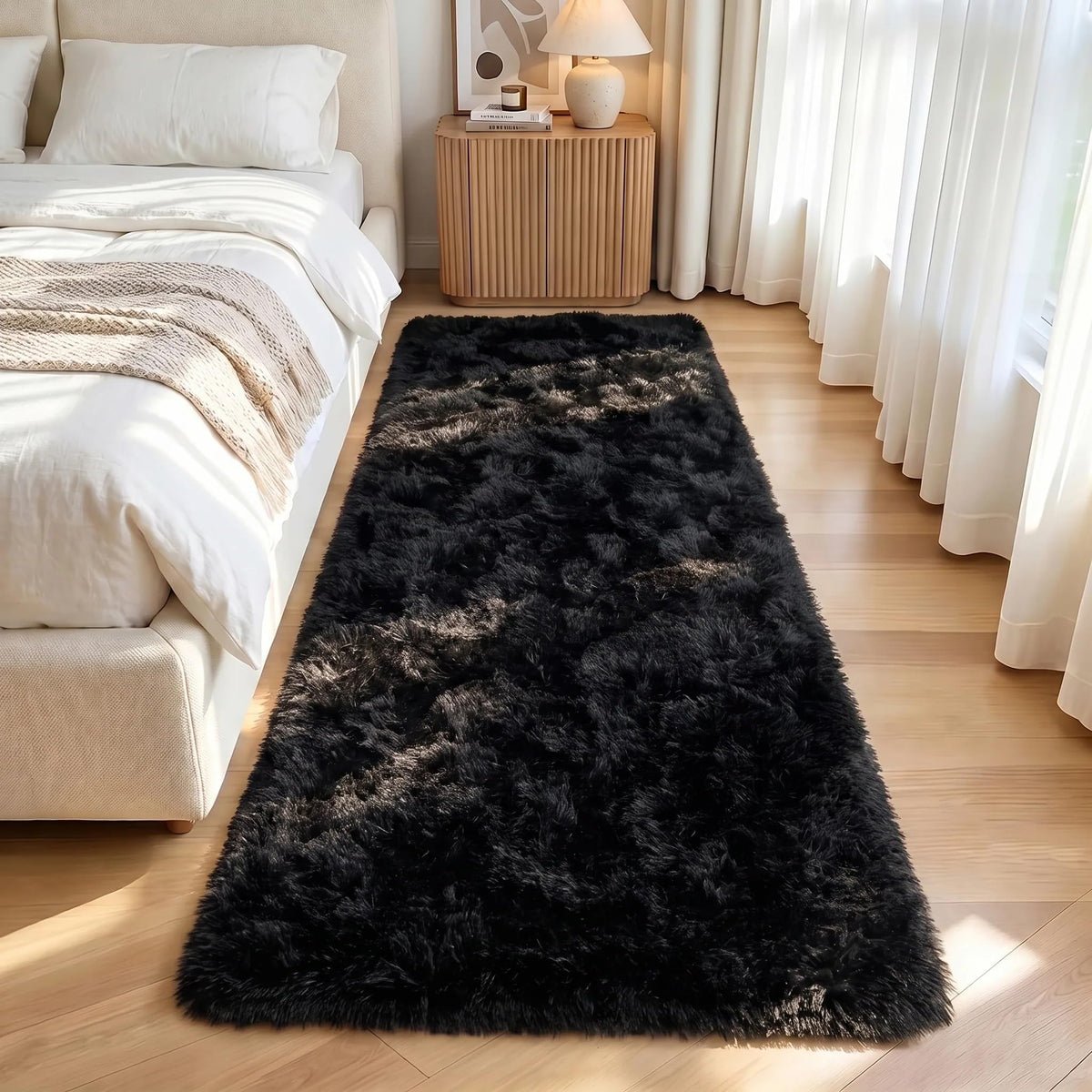 LOCHAS Area Rugs Fluffy Living Room Carpets for Kids Bedroom 6x9, Cream