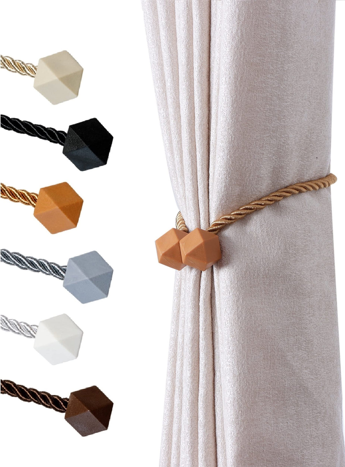 NazTur Magnetic Curtain Tiebacks, Curtain Ties, No-Drill Holdbacks (2 Pack)