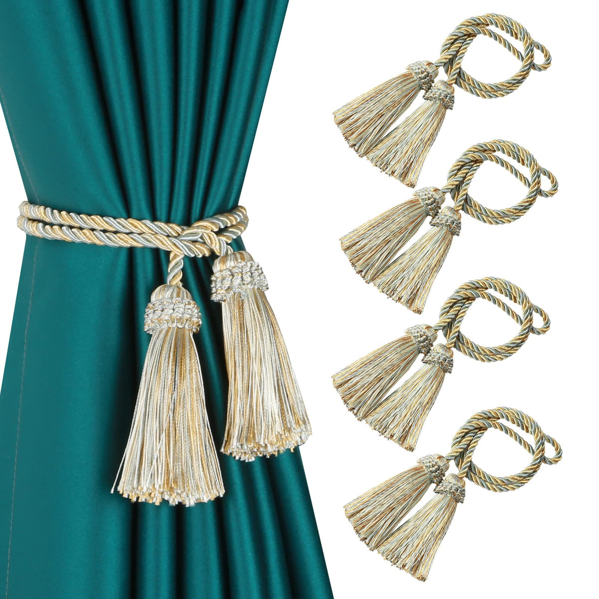 Curtain Tiebacks Handmade Curtain Holdbacks Rope with Tassel