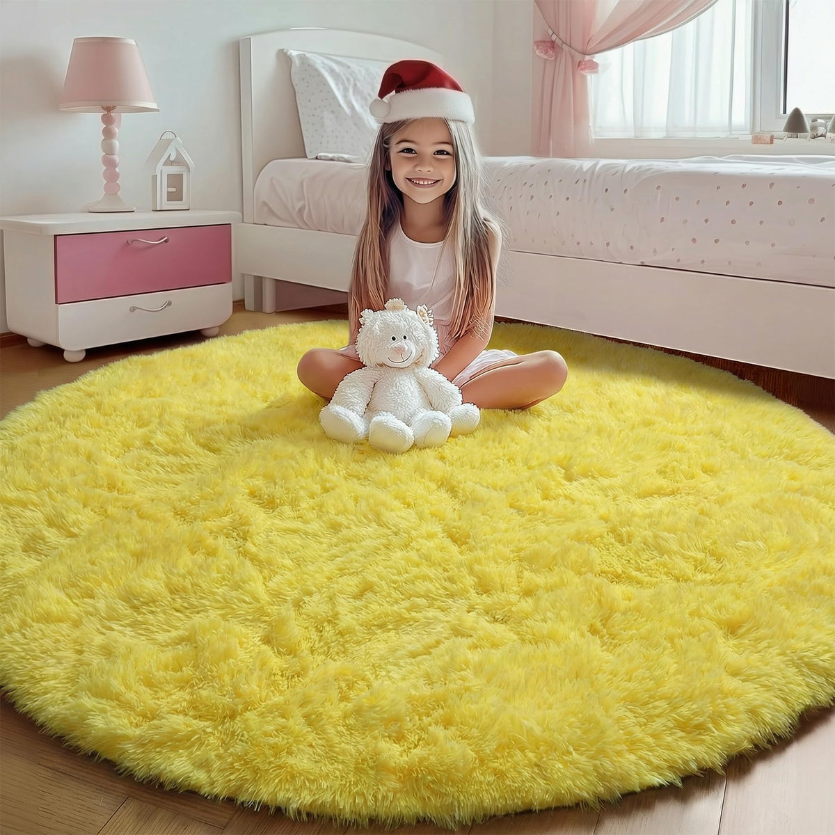 Area Rugs for Living Room Bedroom, 5x8 Fluffy Tie-Dyed Light Grey Shag Rug