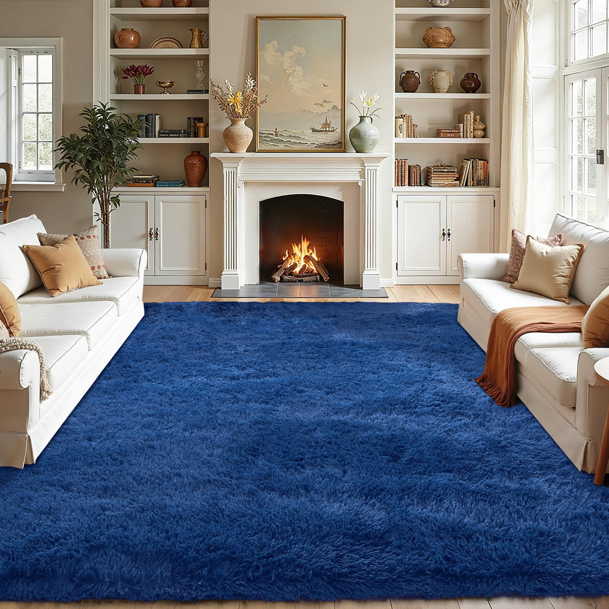 White Fluffy Area Rugs for Bedroom - 5x7 Soft Plush Shag Rug for Living Room Nursery Kids Room - Non Slip Fuzzy Shaggy Floor Carpets for Girls Boys Play Room Dorm Decor,Cream White