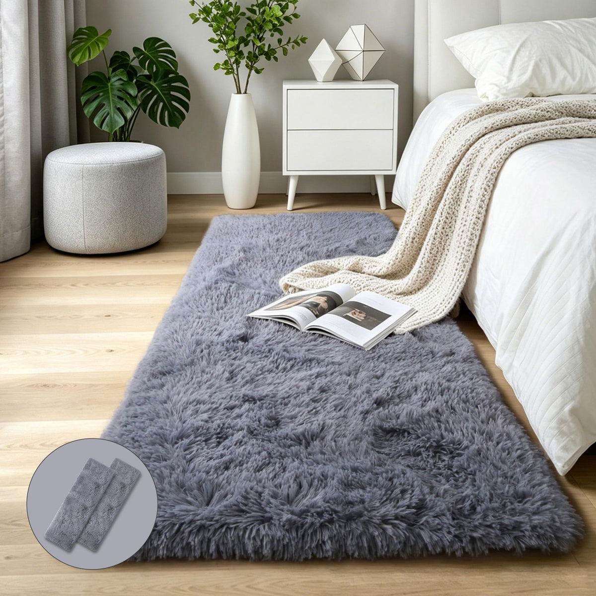 KICHOWUA 4x6 Fluffy Fuzzy Kids Shag Rainbow Rug for Girls Bedroom Playroom