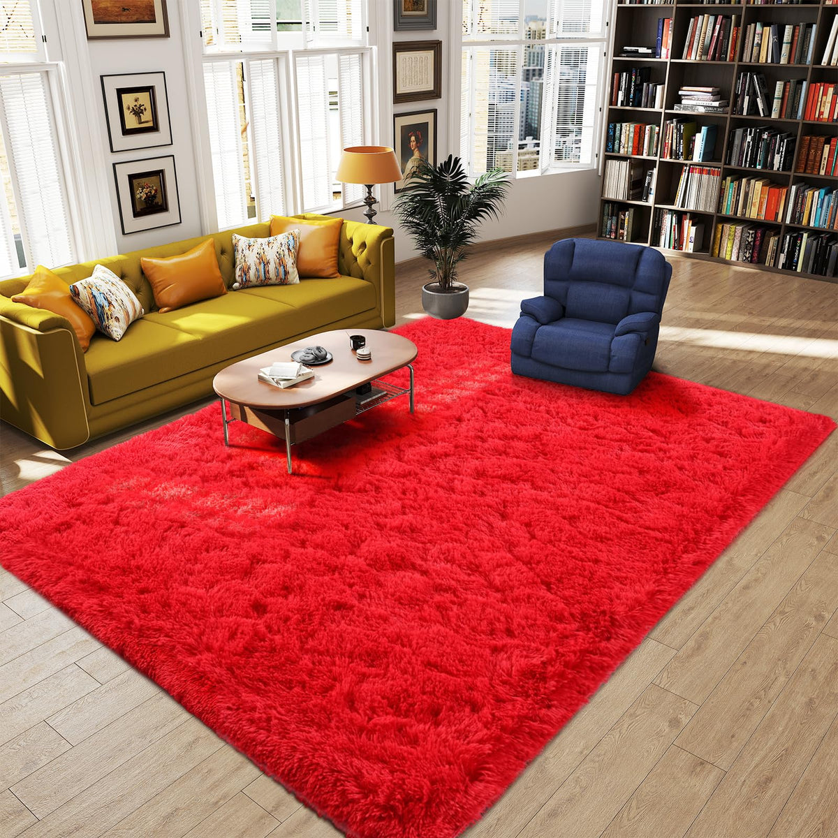 Orange 8x10 Area Rugs for Living Room Bedroom, Soft Plush Fluffy Large Rug
