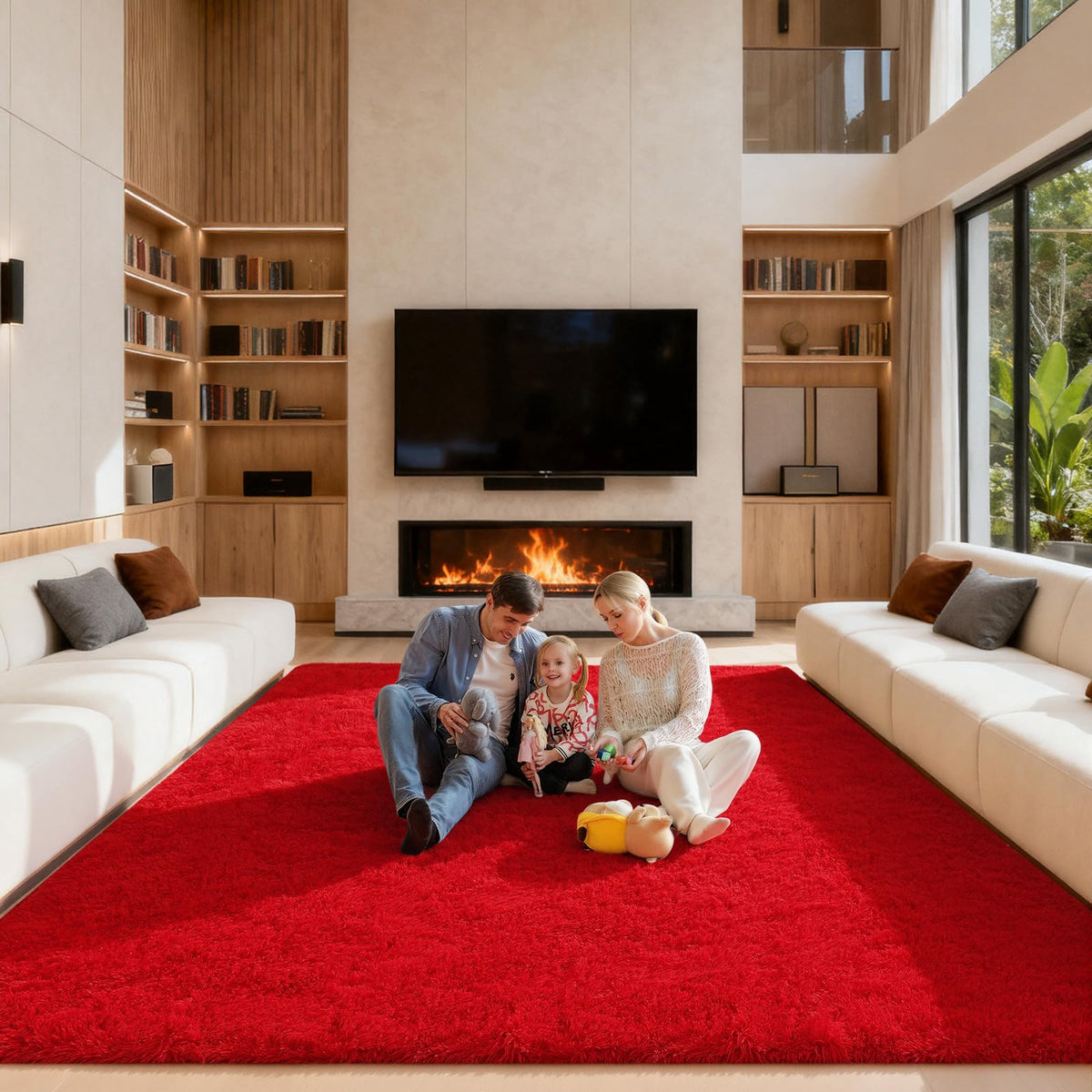 5x7 Large Fluffy Area Rugs for Living Room Bedroom, Light Tan