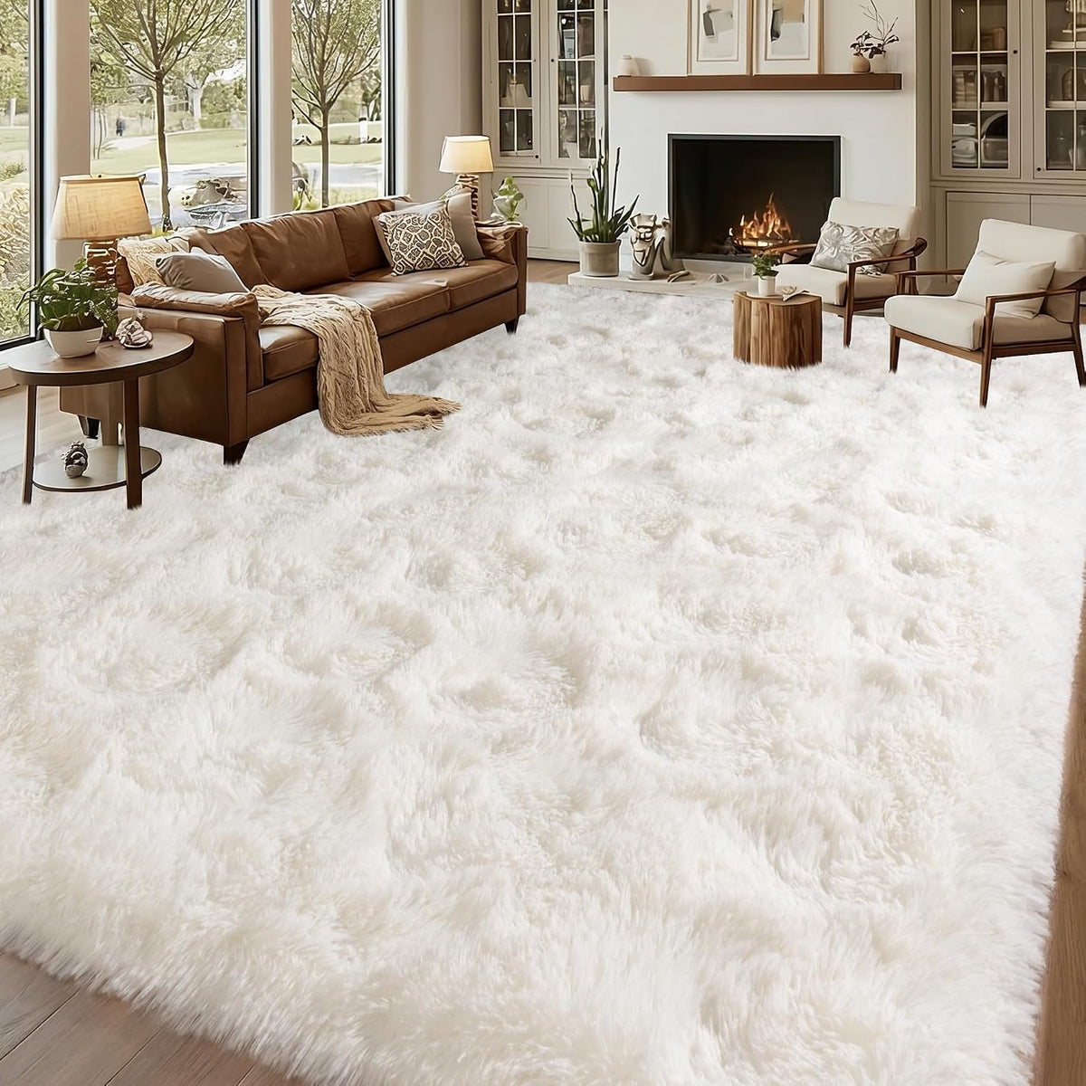 Mugorn 8x10 Area Rugs for Living Room, Large Fluffy Cream White Rugs
