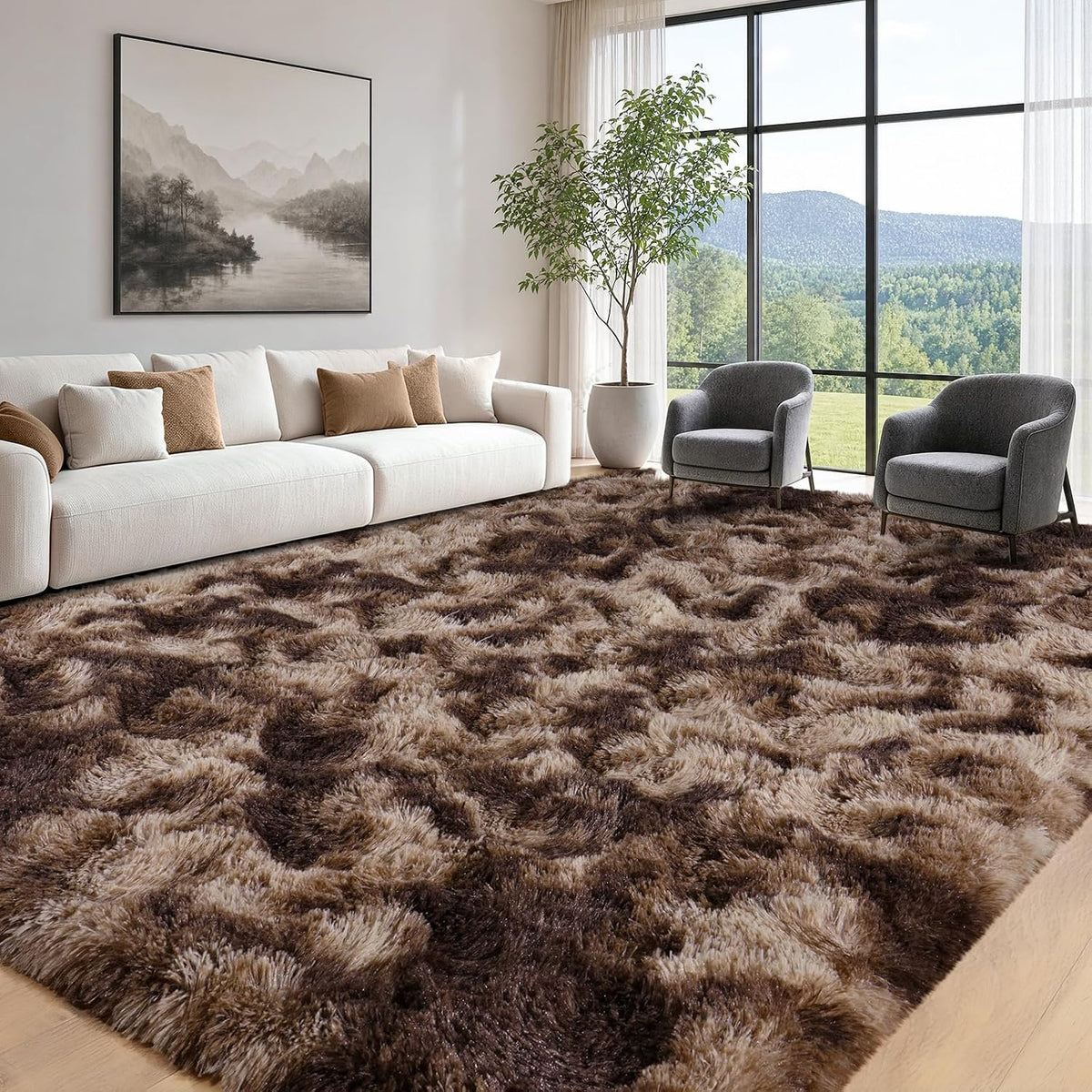 8x10 Shag Area Rug for Living Room, Fluffy Plush Rug Non-Slip Floor Carpet