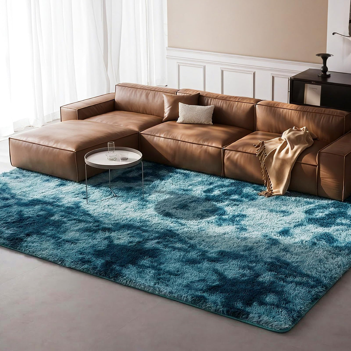 ThreadGlobe Premium Shag Area Rug 8'x10', Beige Ultra Plush Rugs for Living Room, Non-Slip Carpet for Bedroom & Nursery Rooms, Smooth Touch Luxurious Floor Decor, Beige, 8x10 Ft