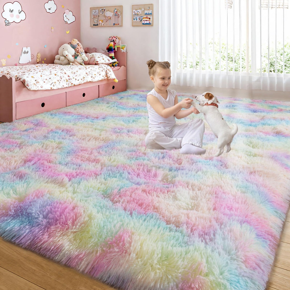 qulint Large Area Rug for Living Room 10x14, Fluffy Tan Rug for Bedroom