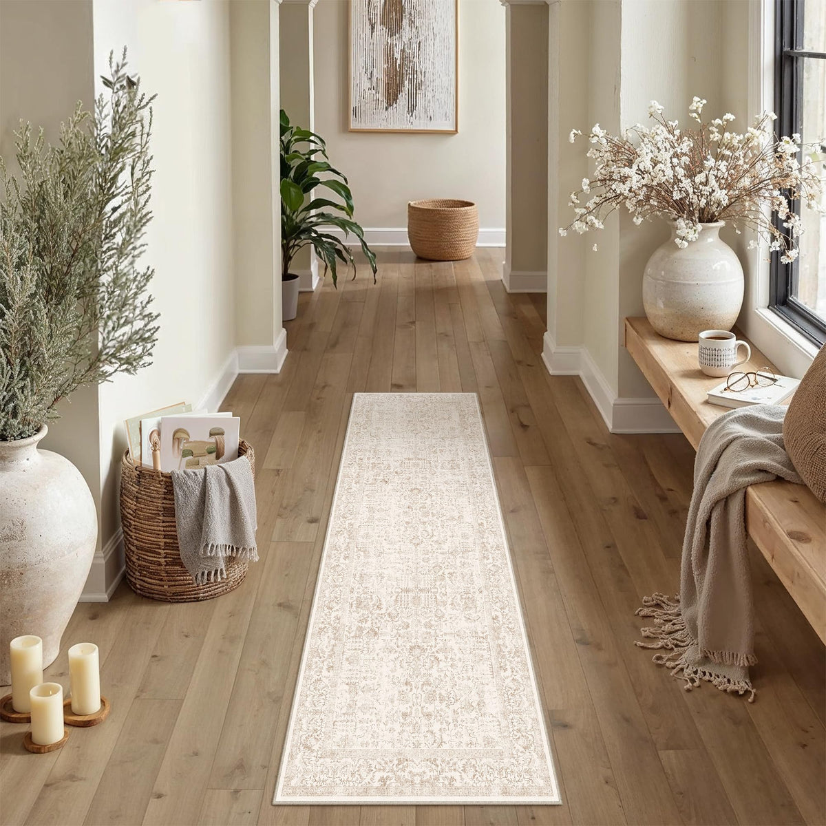 PureCozy Gray Area Rug 8x10 Vintage Floral