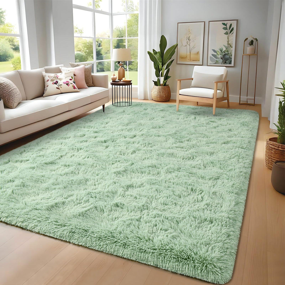 Nuttumico Burgundy Fluffy Shag Area Rug for Living Room Bedroom, 6x9 Feet Ultra Soft Indoor Modern Plush Fuzzy Rug, Thickened Carpet for Kids Playroom, High Pile, Non Slipping