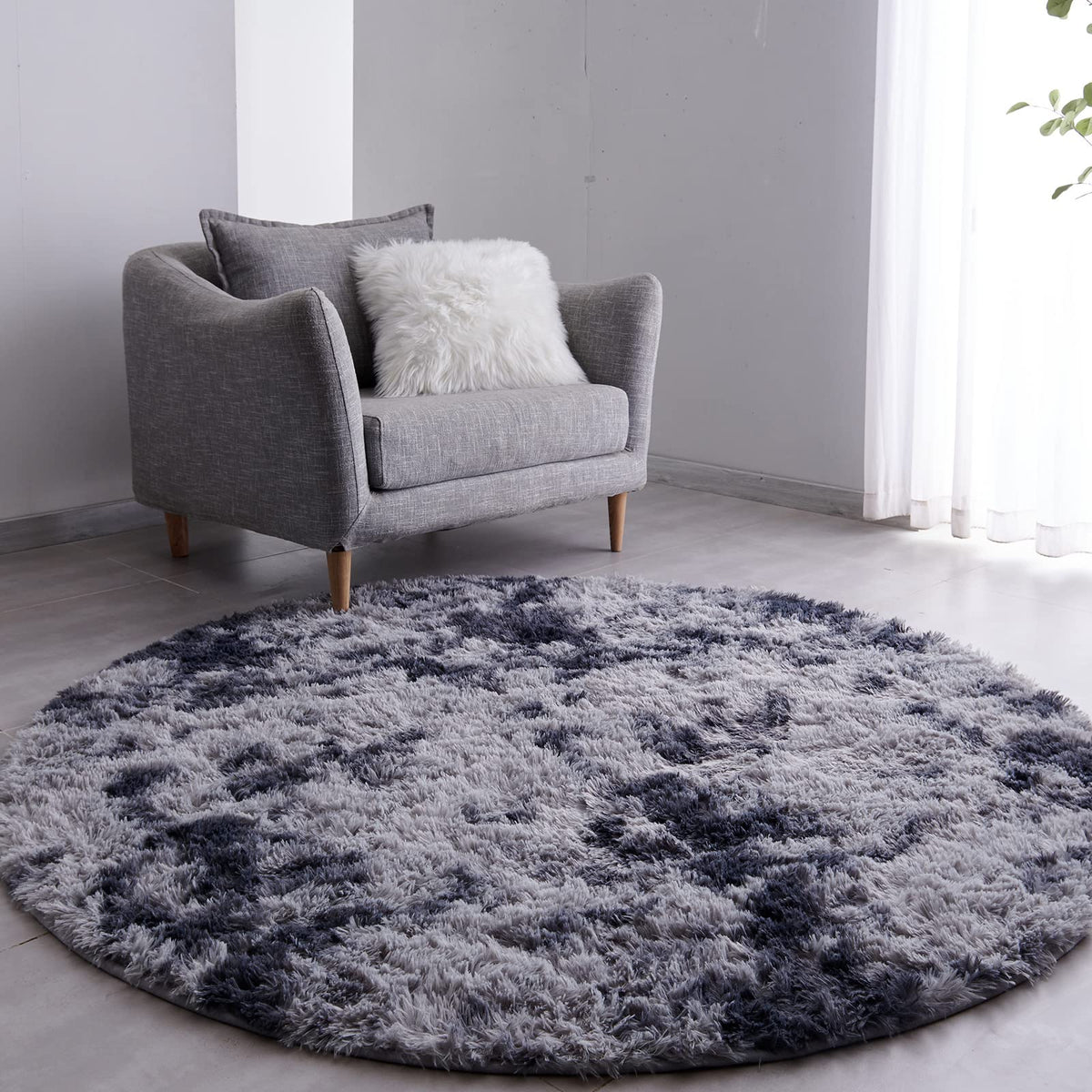 FJZFING Grass Green Round Rug Ultra-Soft Plush Modern 5x5 Circle Area Rug for Kid's Bedroom, Fluffy Shag Circular Rug for Nursery Room, Cute Grass Green Carpet for Teen's Room