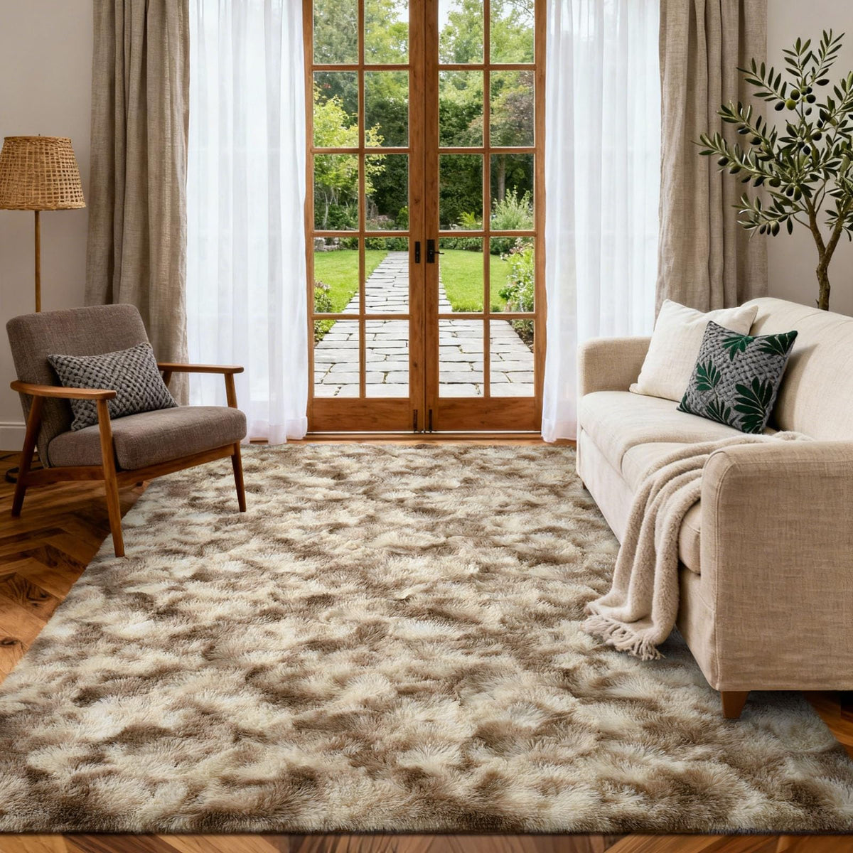 8x10 Ft Extra Large Shag Rugs for Living Room, Tie Dyed Ultra Soft Fluffy Furry Area Rugs for Bedroom Indoor Floor, Aesthetic Carpet for Kids Home Decor (Dark Grey)