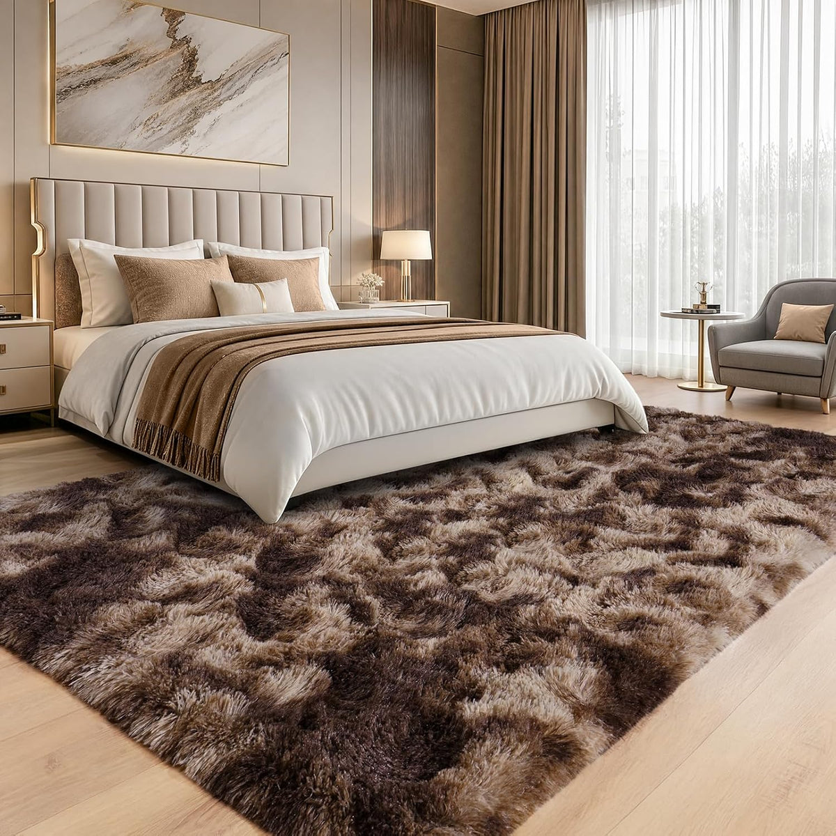 8x10 Shag Area Rug for Living Room, Fluffy Plush Rug Non-Slip Floor Carpet