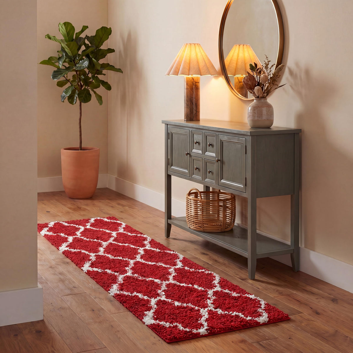SAFAVIEH Dallas Shag Collection 8' x 10' Beige/Ivory SGD257D Trellis Non-Shedding Living Room Bedroom Dining Room Entryway Plush 1.5-inch Thick Area Rug