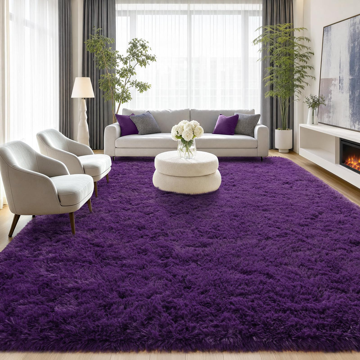 8x10 Shag Area Rug for Living Room, Fluffy Plush Rug Non-Slip Floor Carpet