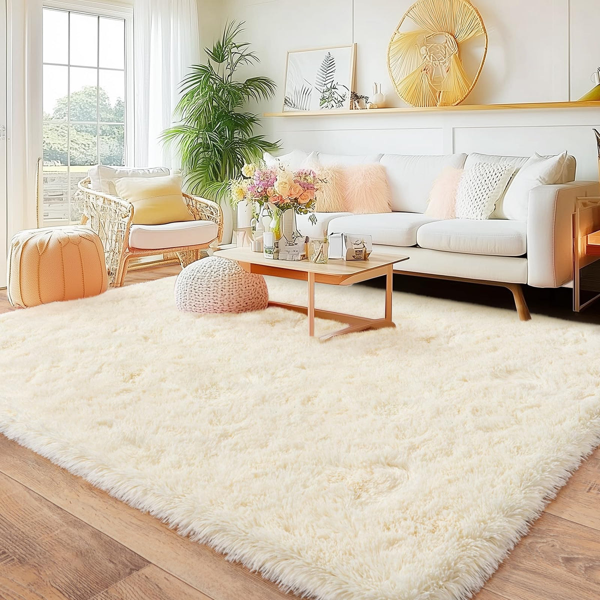 8x10 Area Rugs for Living Room, Large Ultra Fluffy Fuzzy Shag Rug for Bedroom, Modern Plush Soft High Pile Upgrade Non-Slip Carpet for Kids Girls and Boys Room Decor, Tie-Dyed Blue Grey