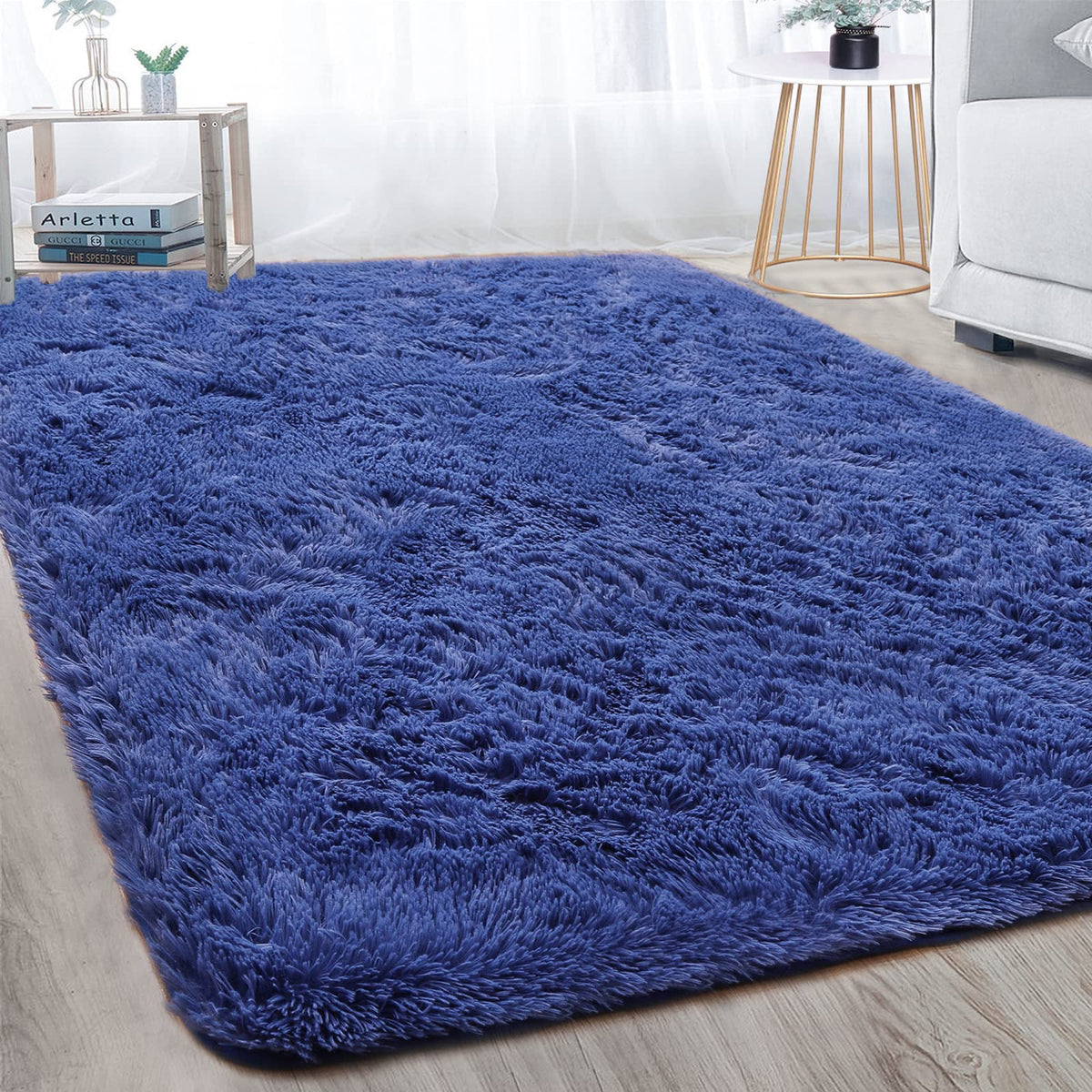 Merelax Soft Modern Indoor Large Shaggy Rug for Livingroom Bedroom Dorm Kids Room Home Decor, Non-Slip Plush Fluffy Furry Fur Area Rugs Comfy Nursery Accent Floor Carpet 9x12 Feet, Black