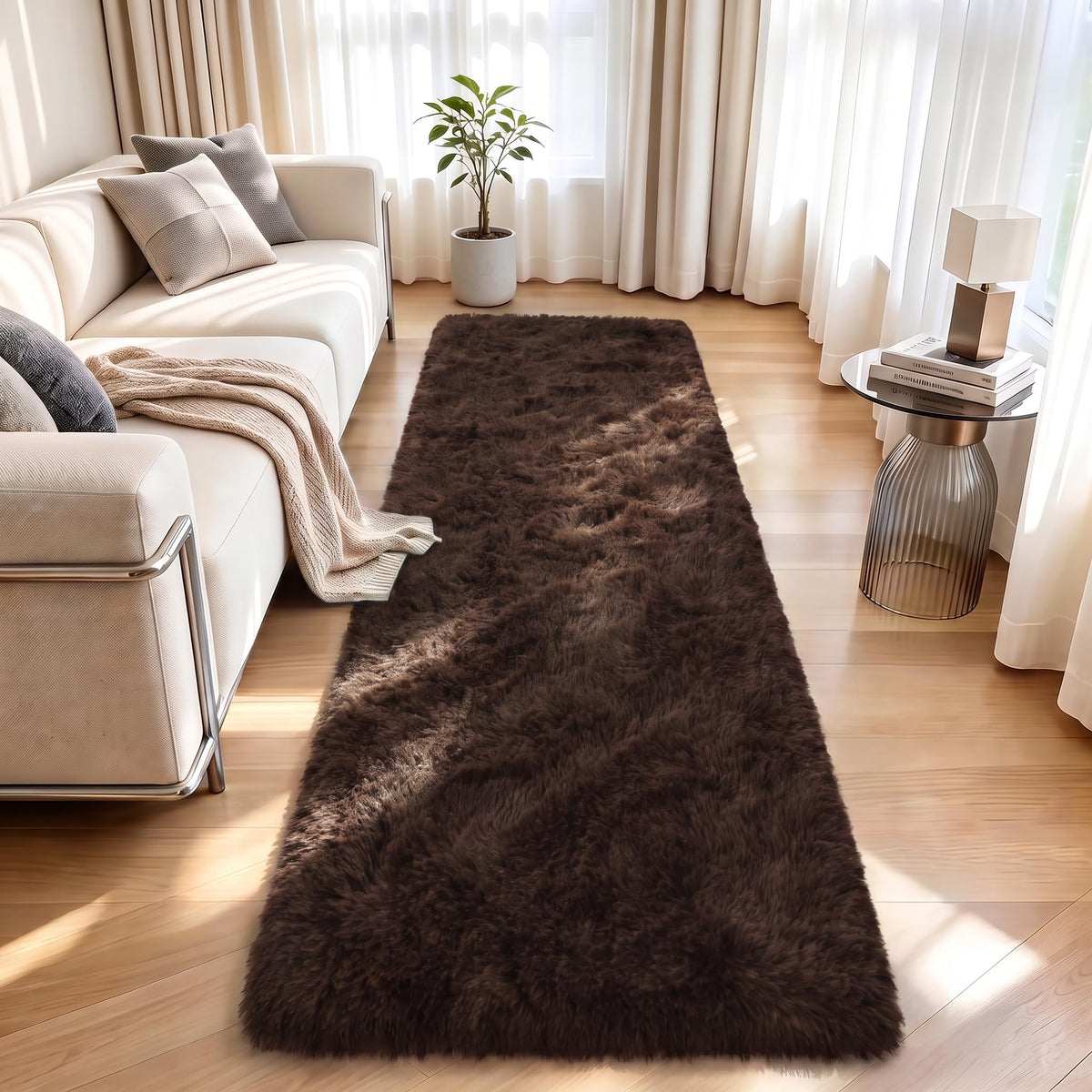 LOCHAS Area Rugs Fluffy Living Room Carpets for Kids Bedroom 6x9, Cream