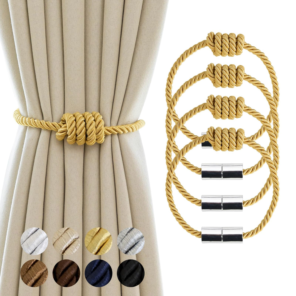 Curtain Tiebacks Magnetic Decorative Rope Tie Backs Holdbacks Contoeey