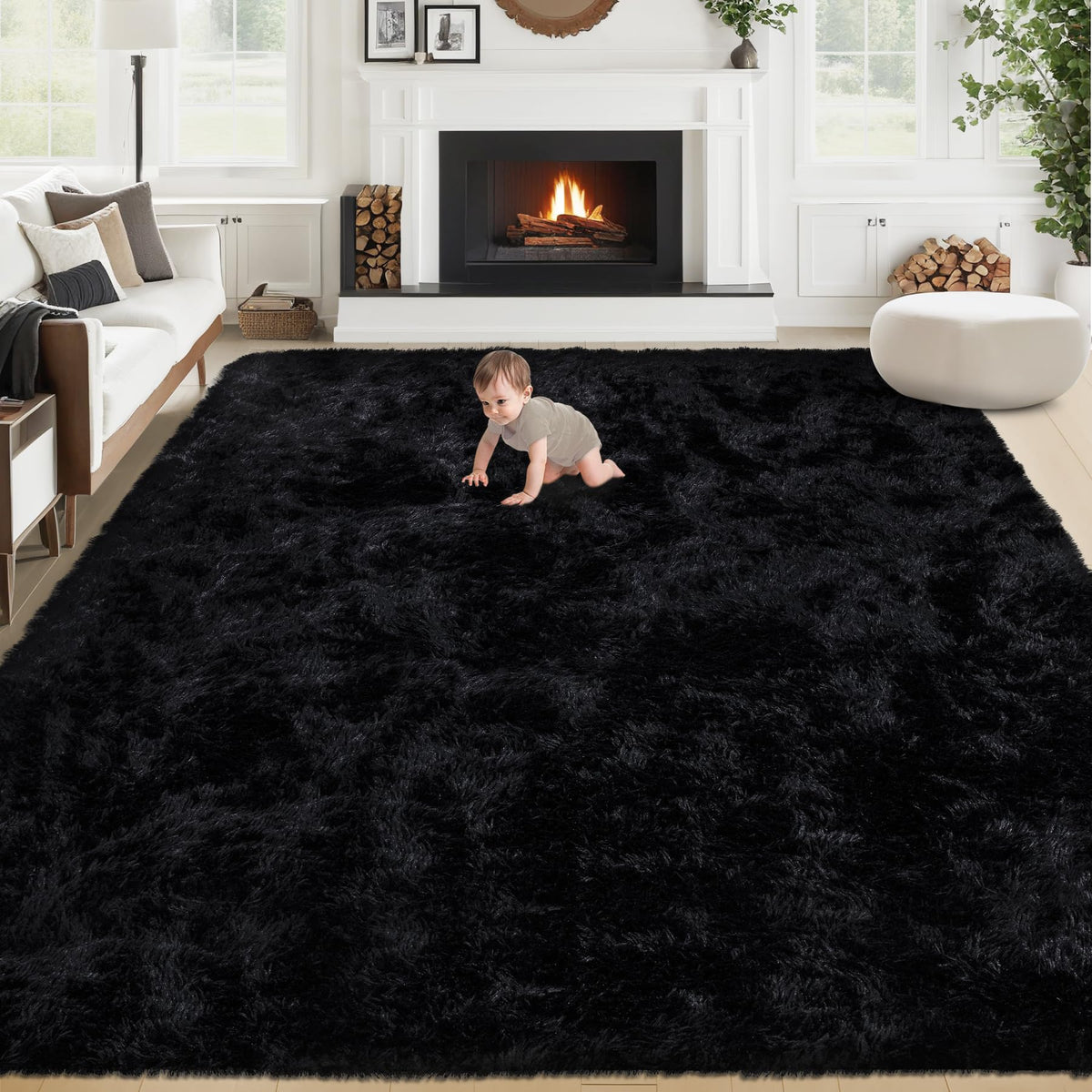 8x10 Area Rugs for Living Room: Fluffy Shag Soft Washable Rug Large Fuzzy Plush Indoor Carpet for Bedroom Nursery Playroom Kids Girls Boys Room (Camel, 8'x10')
