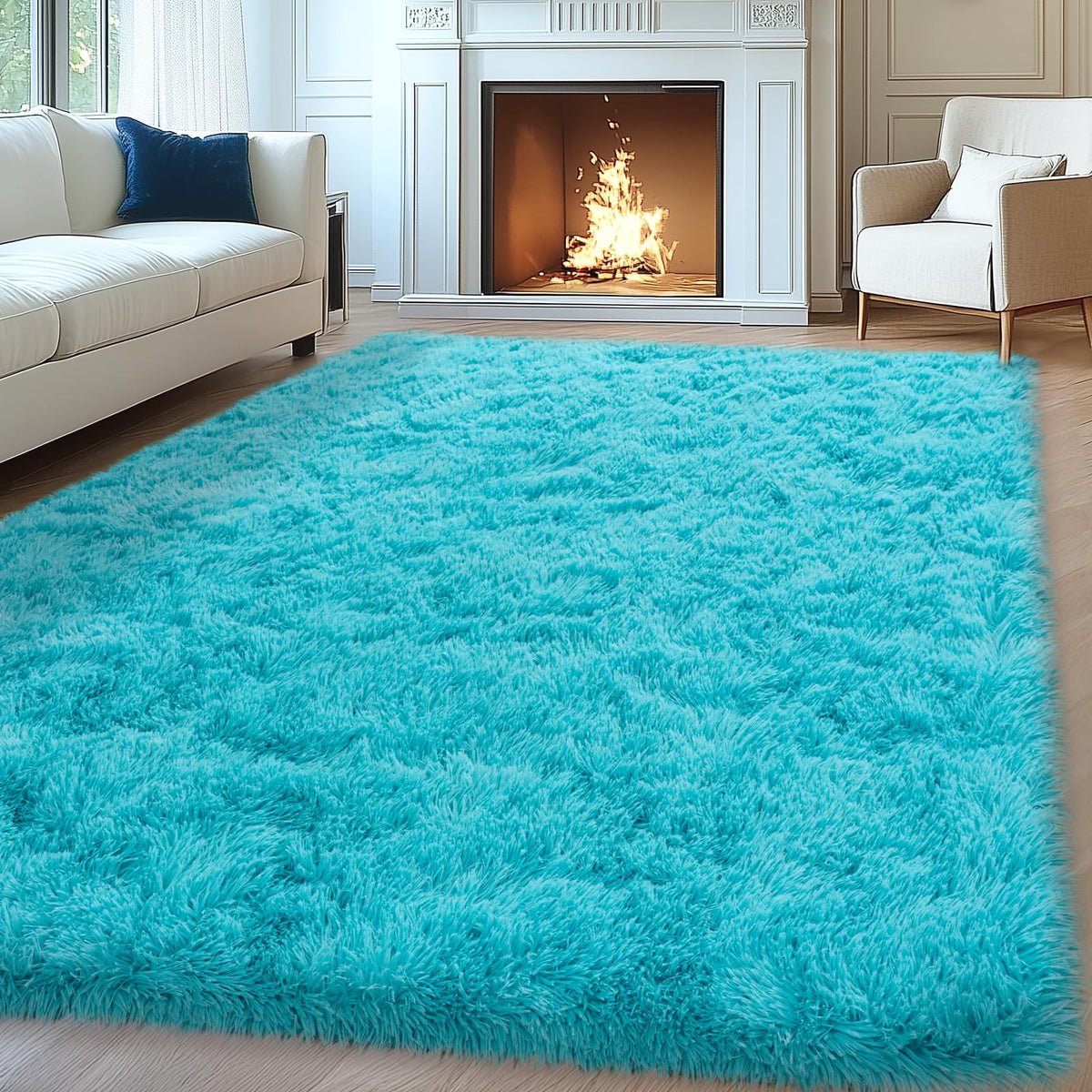 Mugorn 8x10 Area Rugs for Living Room, Large Fluffy Cream White Rugs
