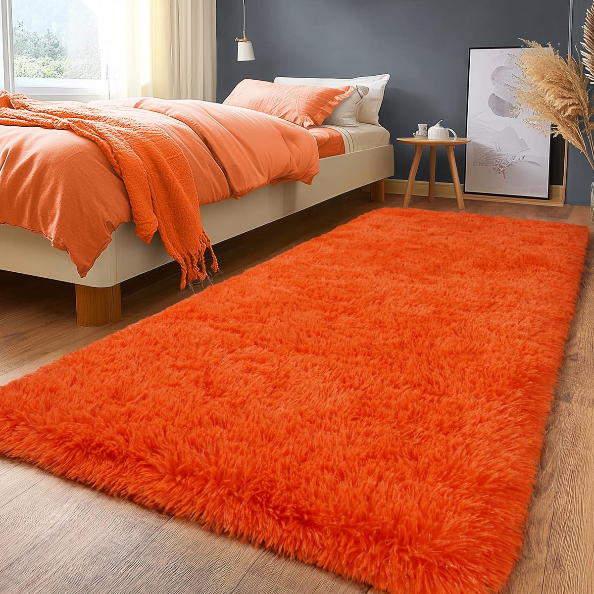 8x10Ft Soft Shaggy for Living Room, High Pile Fluffy Rugs Blush Area Rug