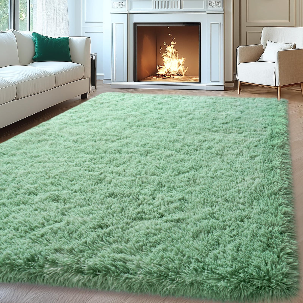 Mugorn 8x10 Area Rugs for Living Room, Large Fluffy Cream White Rugs