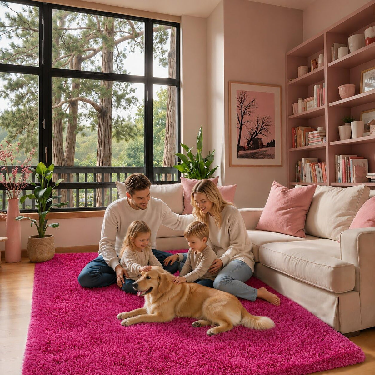 8x10 Area Rugs for Living Room,Cream Large Shaggy Carpet Plush Furry Rug