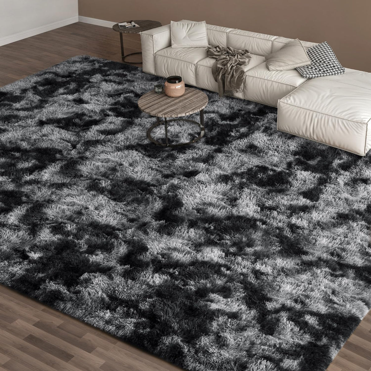 EVOIONOS Area Rug for Bedroom Living Room, Machine Washable 5x7 Fluffy Shag Rug, Soft Plush Non Slip Carpet for Indoor Floor Bedside Nursery Kids Girls Room Dorm, Home Decor Aesthetic, ‌Tie-Dye Camel