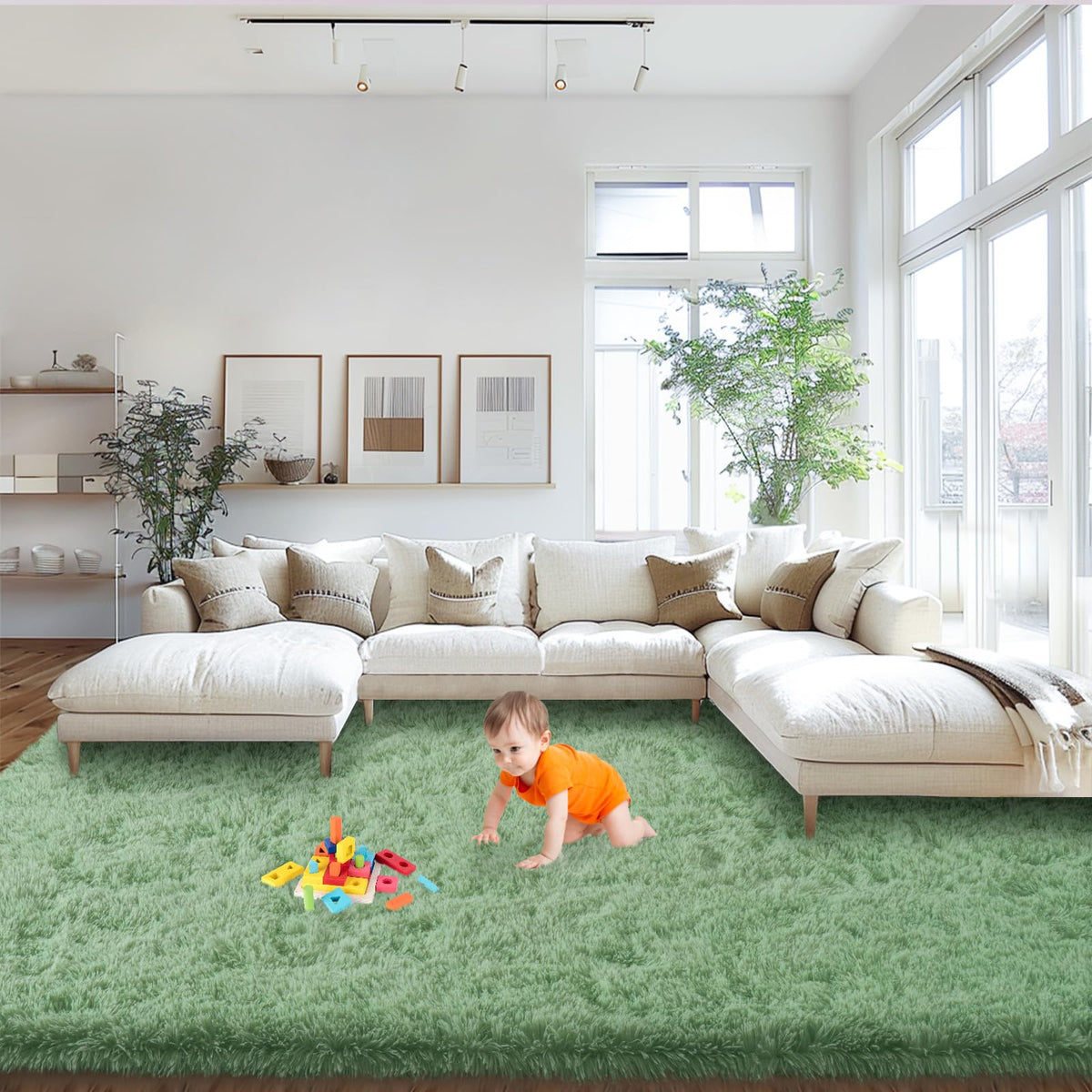 Mugorn 8x10 Area Rugs for Living Room, Large Fluffy Cream White Rugs