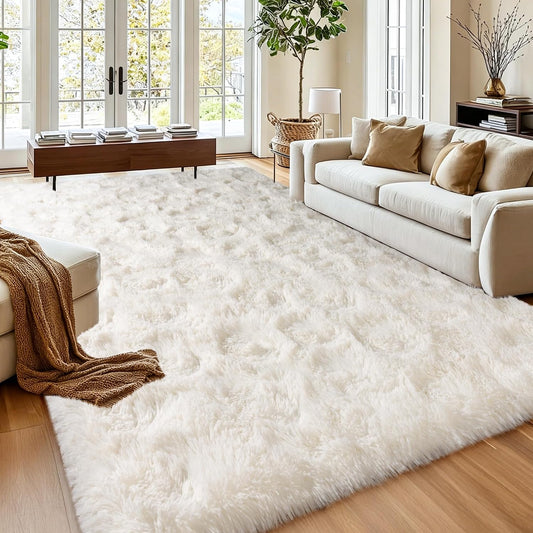 Mugorn 8x10 Area Rugs for Living Room, Large Fluffy Cream White Rugs
