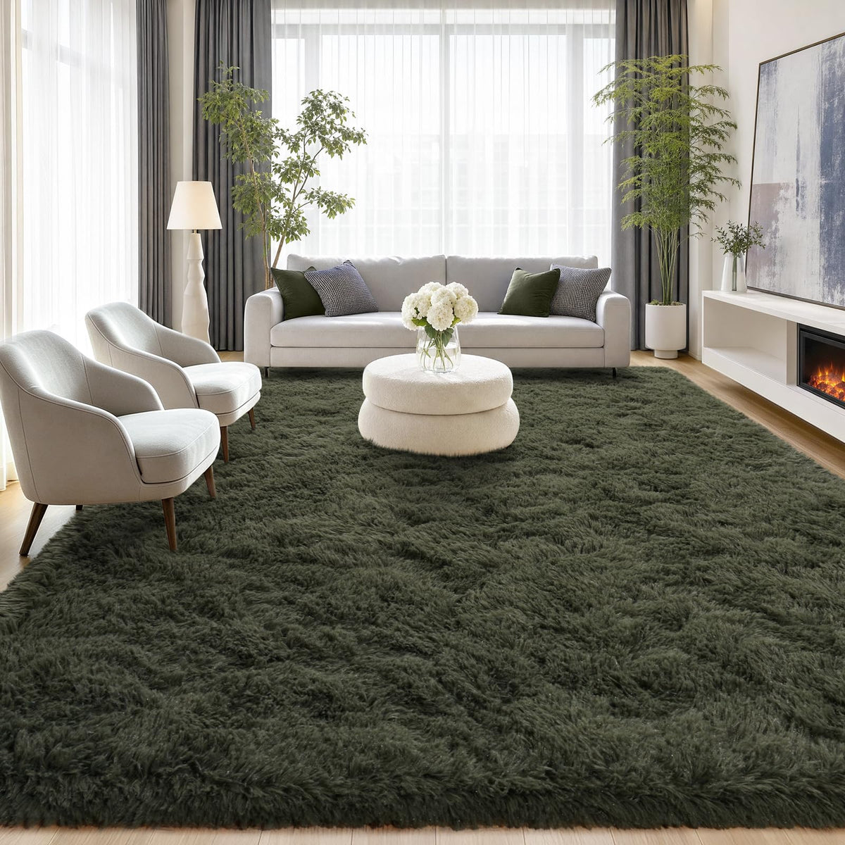 8x10 Shag Area Rug for Living Room, Fluffy Plush Rug Non-Slip Floor Carpet