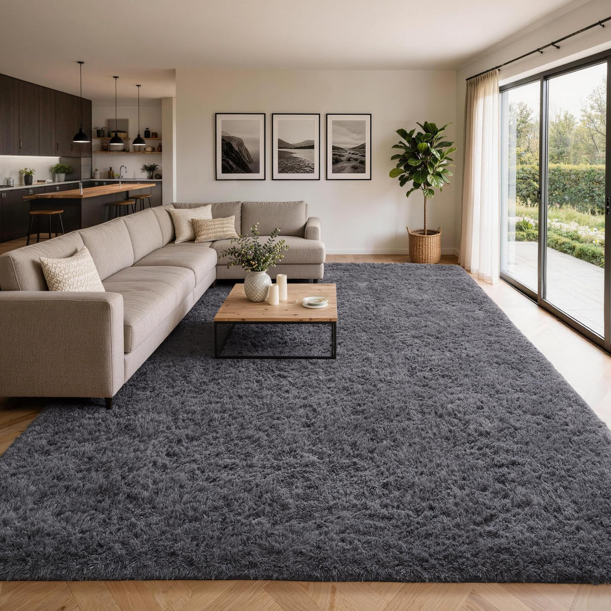 Ophanie 8x10 Area Rugs for Living Room, Washable Non-Slip Fluffy Soft Large Shag Bedroom Carpet, Ivory Big Indoor Nursery Rug, Carpets for Boy and Girls Room Dorm Decor with Over 99 pcs Pile fibers