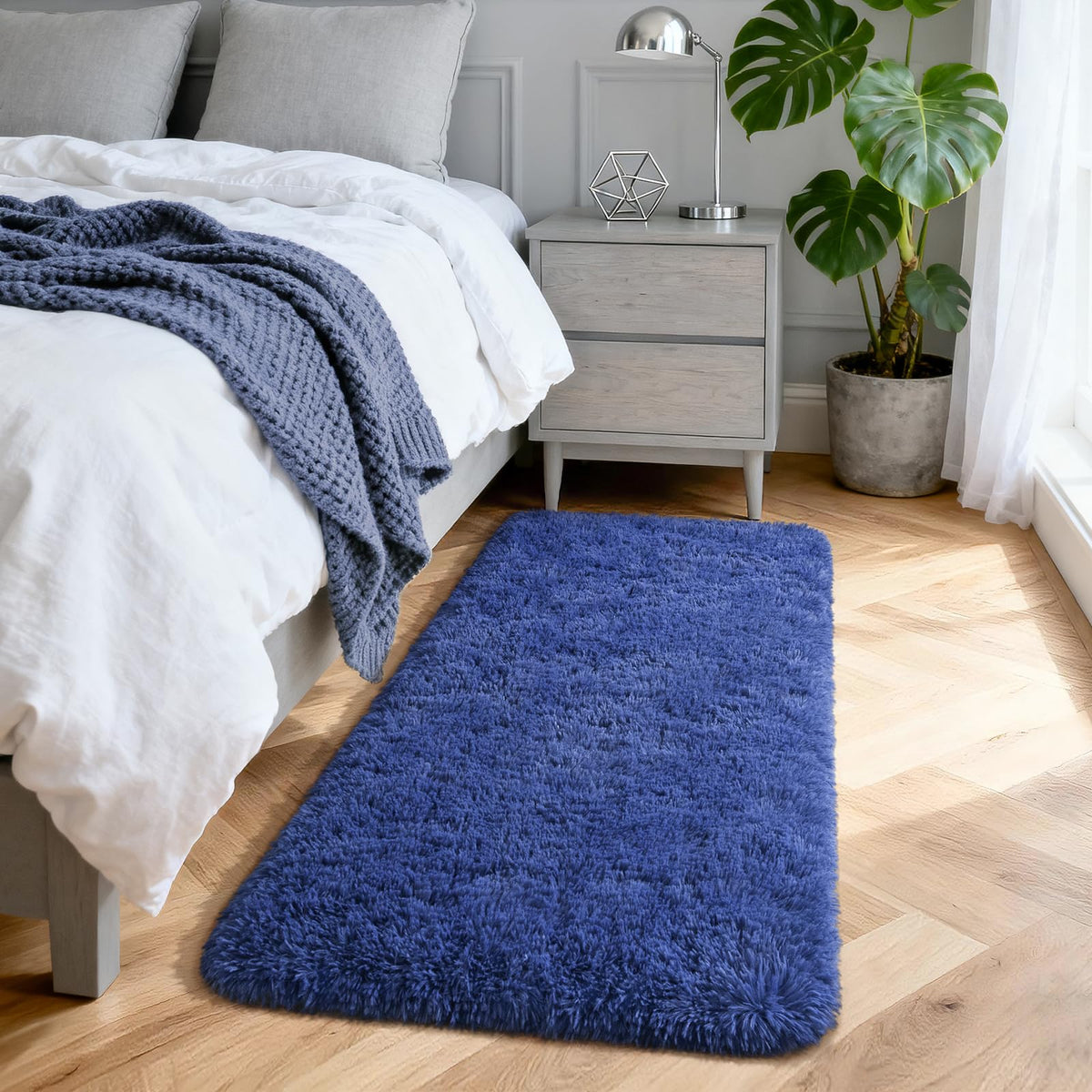 Merelax Soft Modern Indoor Large Shaggy Rug for Livingroom Bedroom Dorm Kids Room Home Decor, Non-Slip Plush Fluffy Furry Fur Area Rugs Comfy Nursery Accent Floor Carpet 9x12 Feet, Black