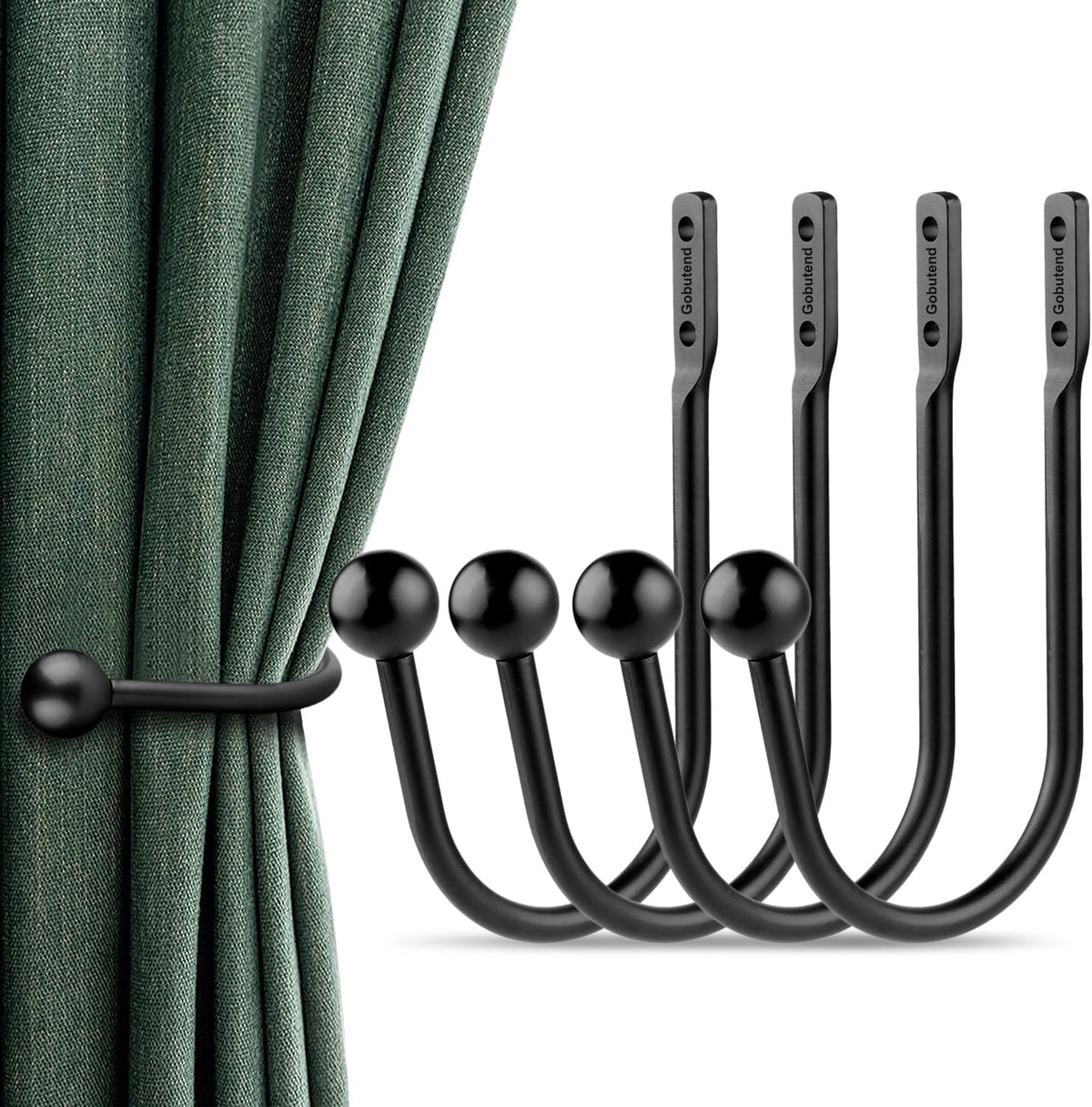 Curtain Holdbacks Tiebacks, 4pcs Curtains Holder Hooks for Home Decor