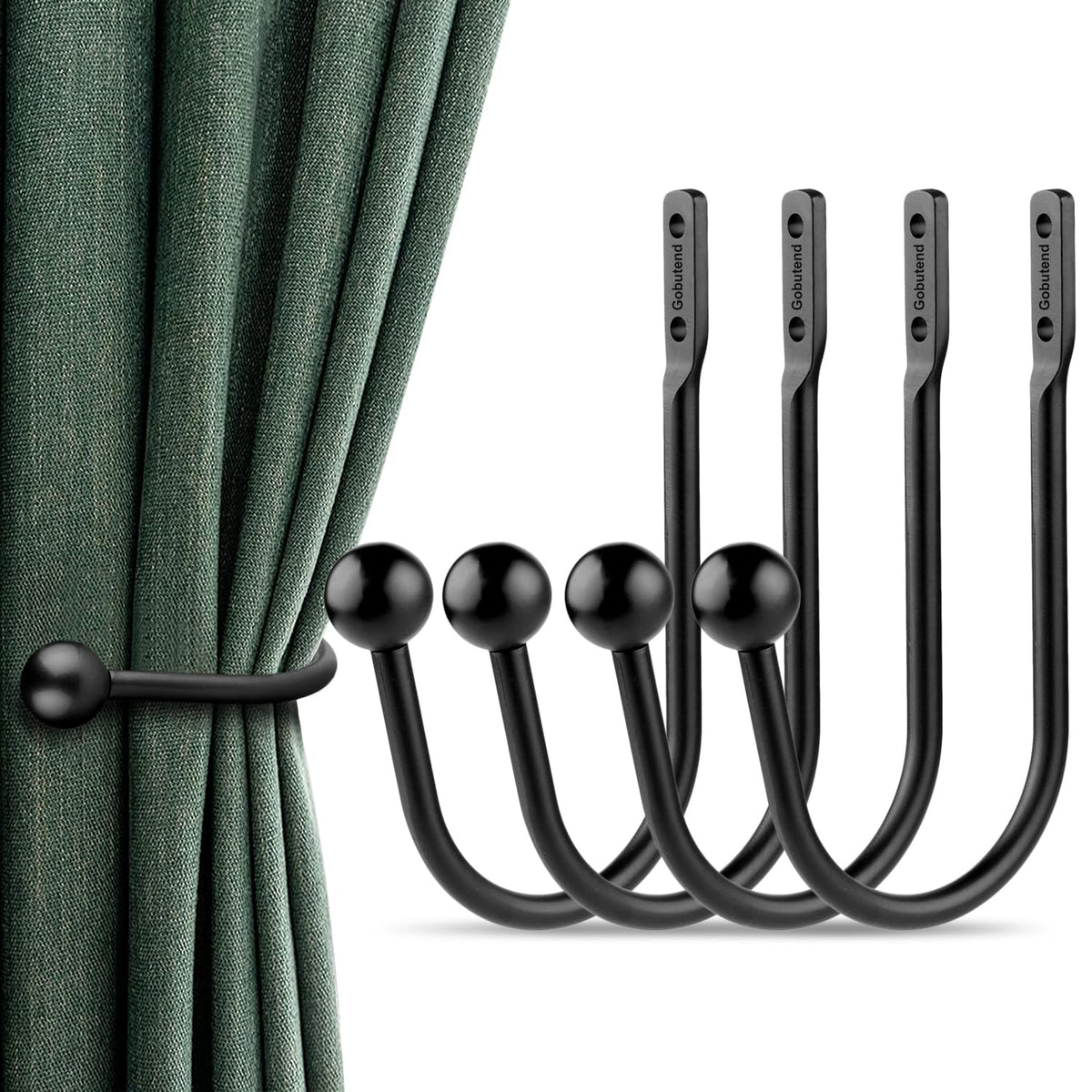 Curtain Holdbacks Tiebacks, 4pcs Curtains Holder Hooks for Home Decor