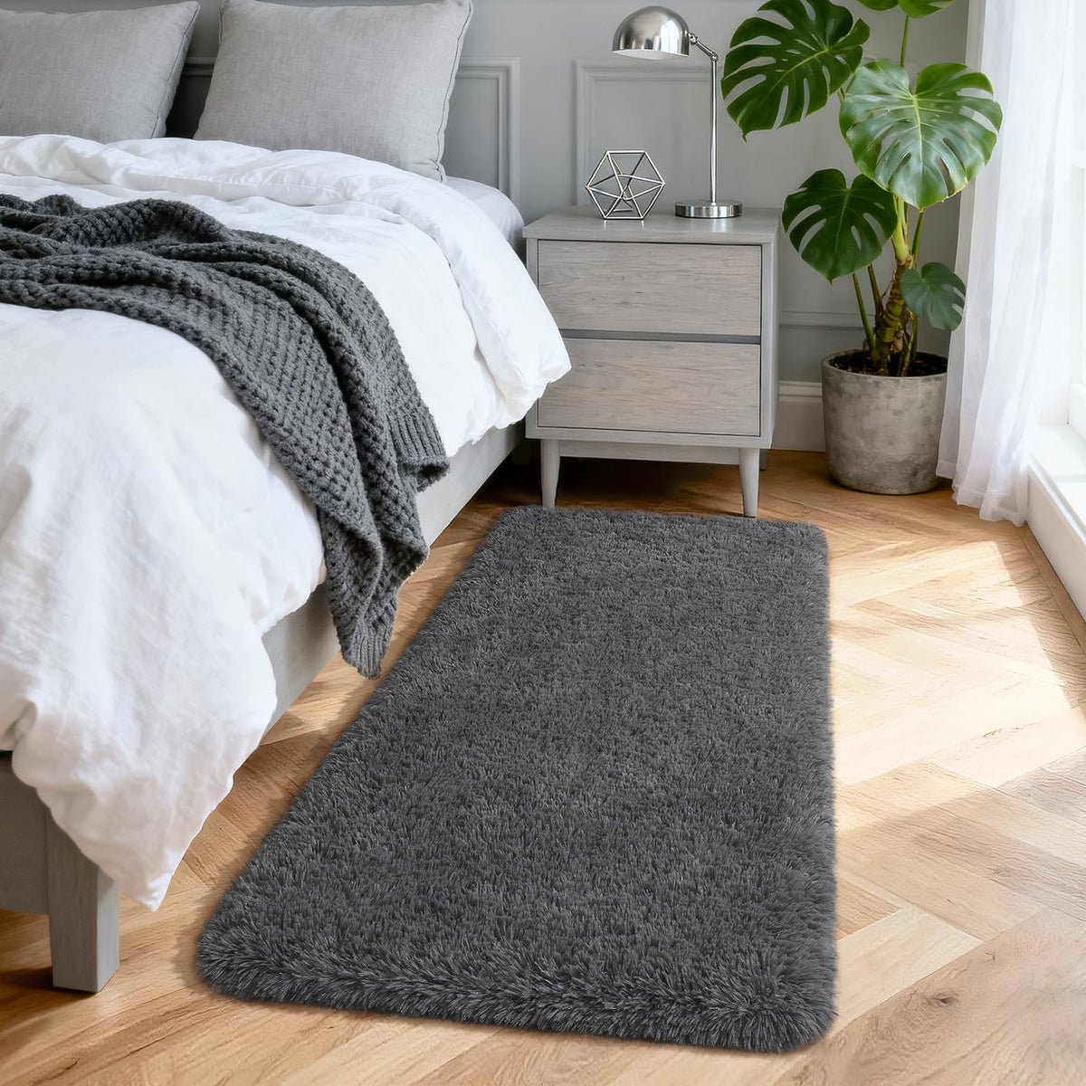 Merelax Soft Modern Indoor Large Shaggy Rug for Livingroom Bedroom Dorm Kids Room Home Decor, Non-Slip Plush Fluffy Furry Fur Area Rugs Comfy Nursery Accent Floor Carpet 9x12 Feet, Black