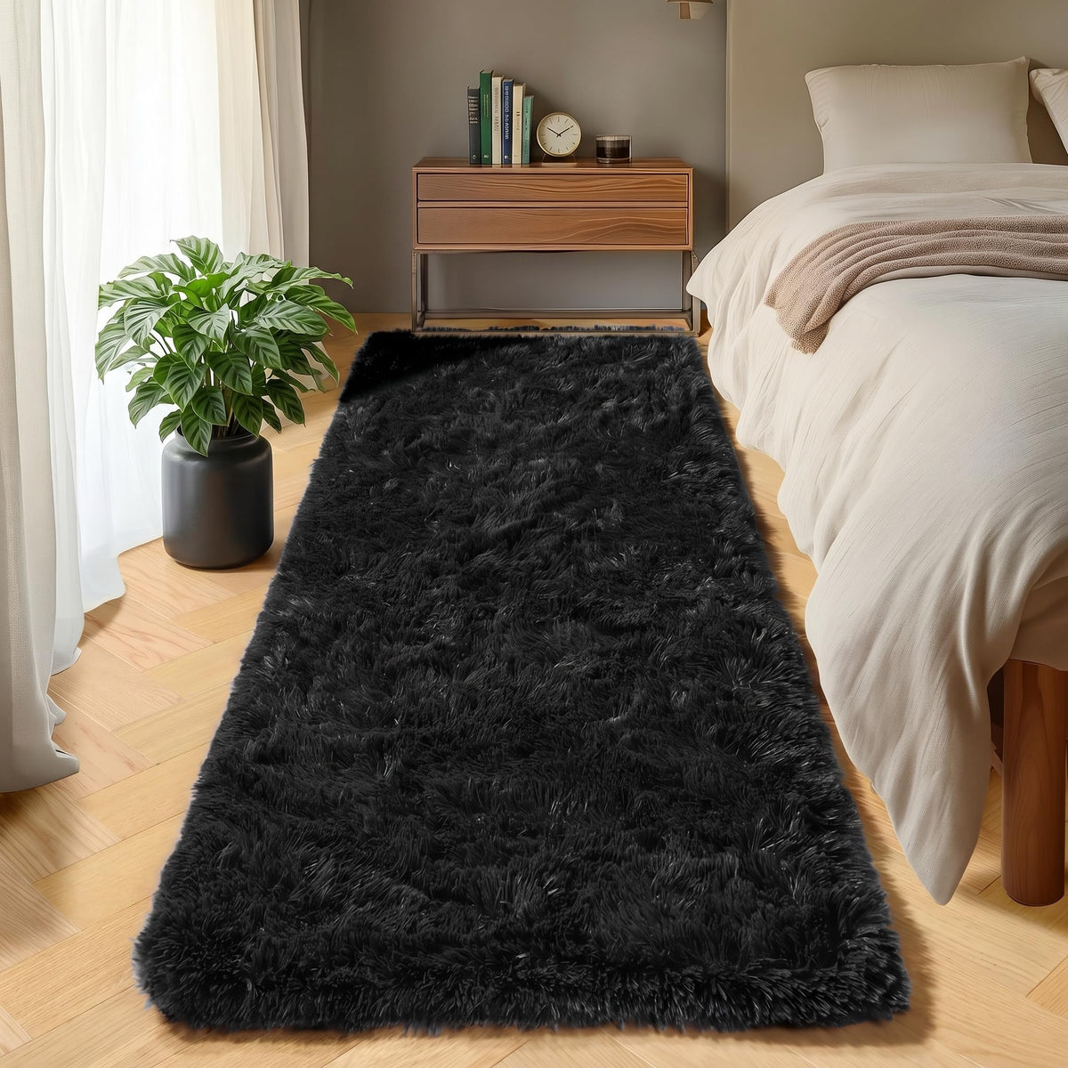 Area Rugs for Living Room Bedroom, 5x8 Fluffy Tie-Dyed Light Grey Shag Rug