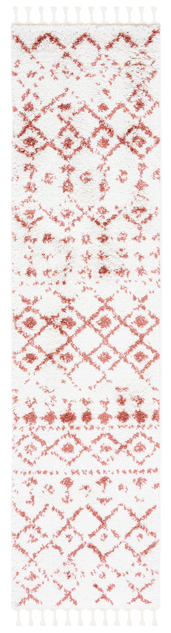SAFAVIEH Area Rug 8x10 - Berber Fringe Shag Collection - Large - Cream & Dark Grey, Moroccan Design, Non-Shedding & Easy Cleaning, Thick Pile, Ideal for Living Room, Bedroom, Dining Space (BFG516A)