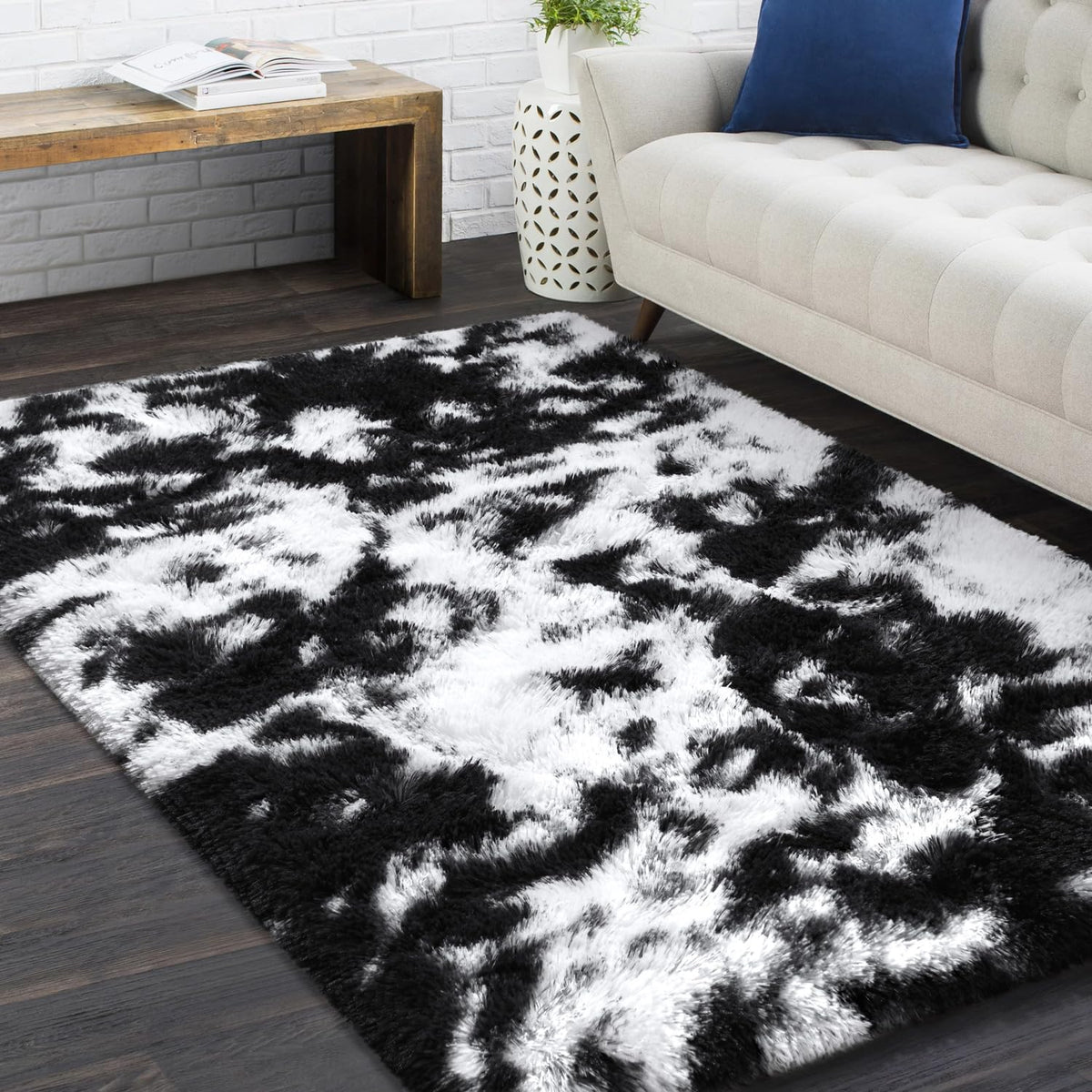 EVOIONOS Area Rug for Bedroom Living Room, Machine Washable 5x7 Fluffy Shag Rug, Soft Plush Non Slip Carpet for Indoor Floor Bedside Nursery Kids Girls Room Dorm, Home Decor Aesthetic, ‌Tie-Dye Camel