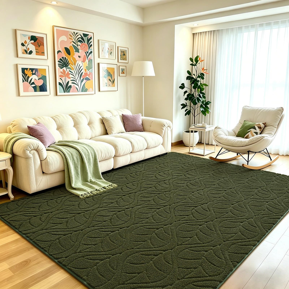 5x7 Black Fluffy Shag Area Rug for Living Room Bedroom