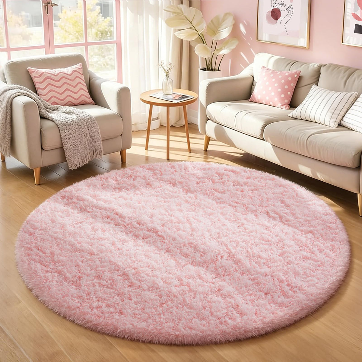 Ophanie 8x10 Area Rugs for Living Room, Washable Non-Slip Fluffy Soft Large Shag Bedroom Carpet, Ivory Big Indoor Nursery Rug, Carpets for Boy and Girls Room Dorm Decor with Over 99 pcs Pile fibers