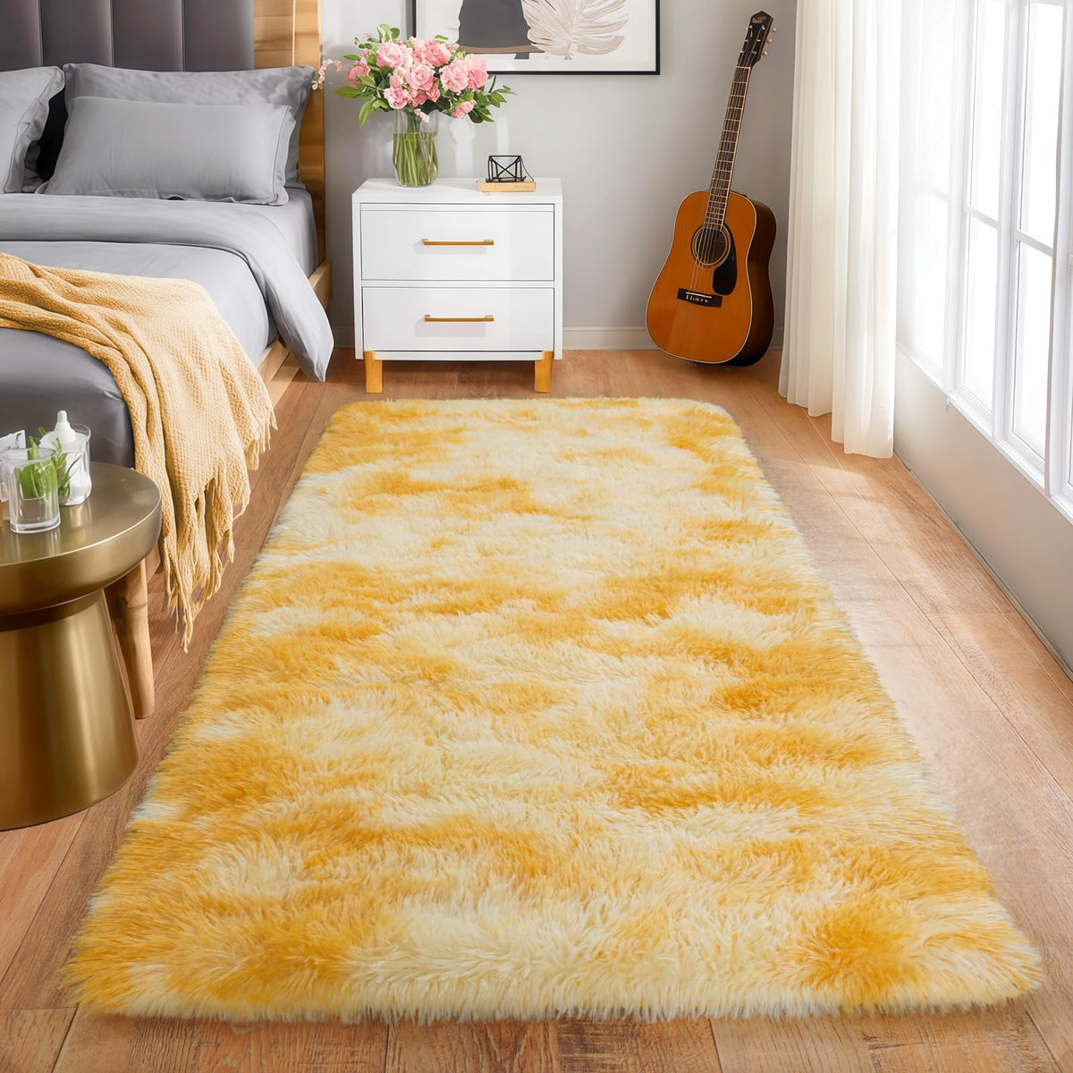 Pionblank 8x10 Rug for Living Room, Fluffy Large Area Rug, Cream White