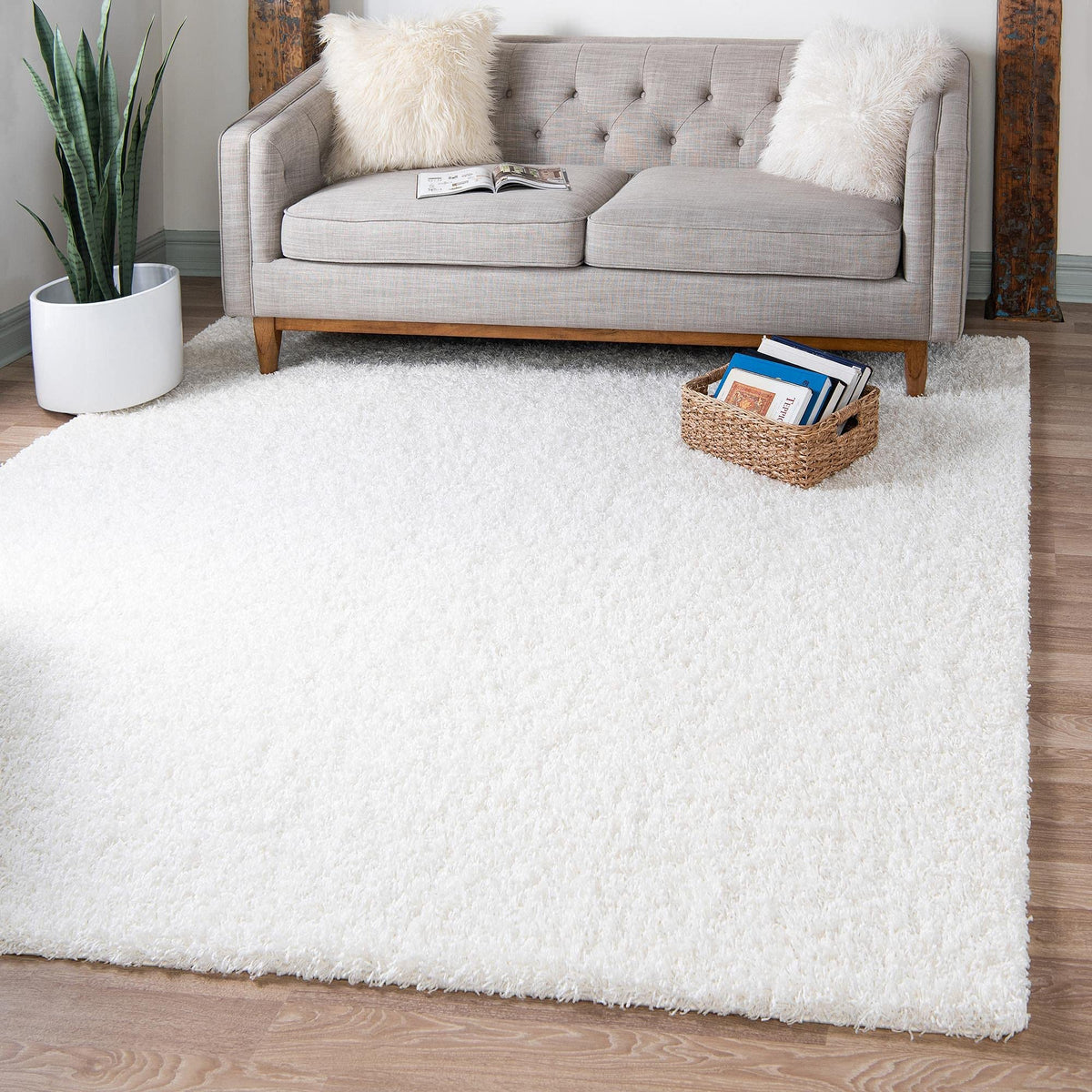 Unique Loom Solid Shag Collection Area Rug (8' x 10' Rectangle, Sandy Brown)