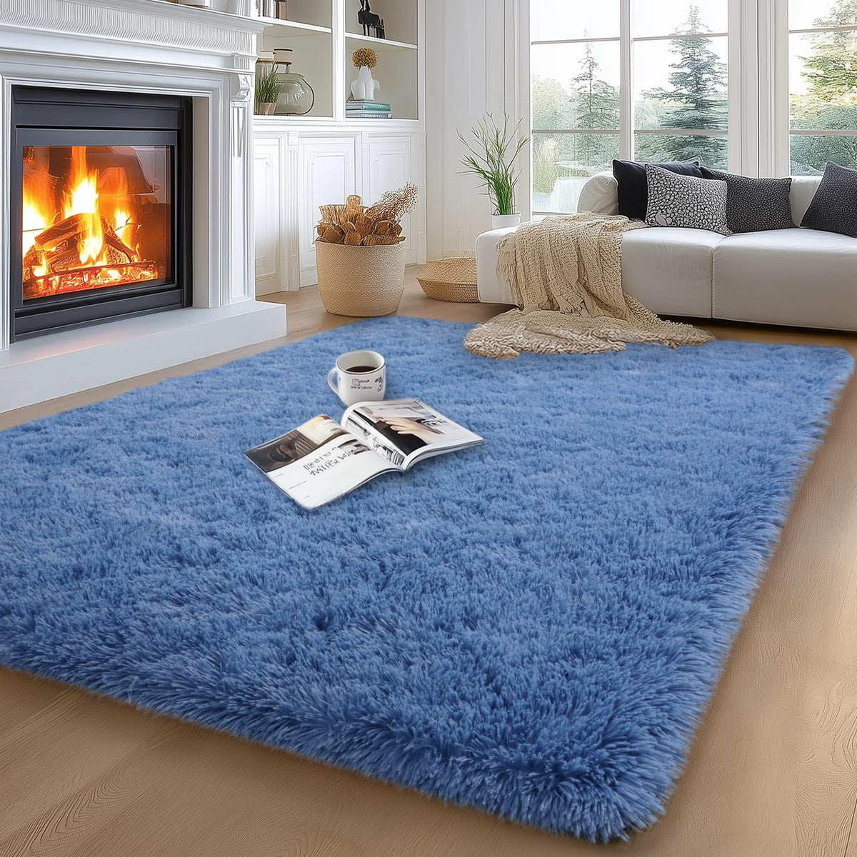 qulint Large Area Rug for Living Room 10x14, Fluffy Tan Rug for Bedroom