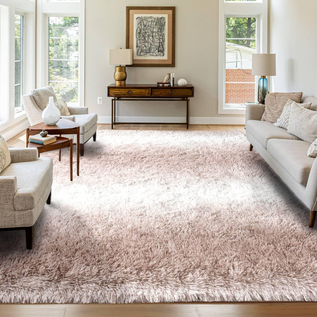 8x10 Area Rugs for Living Room Fluffy Carpet(Black)