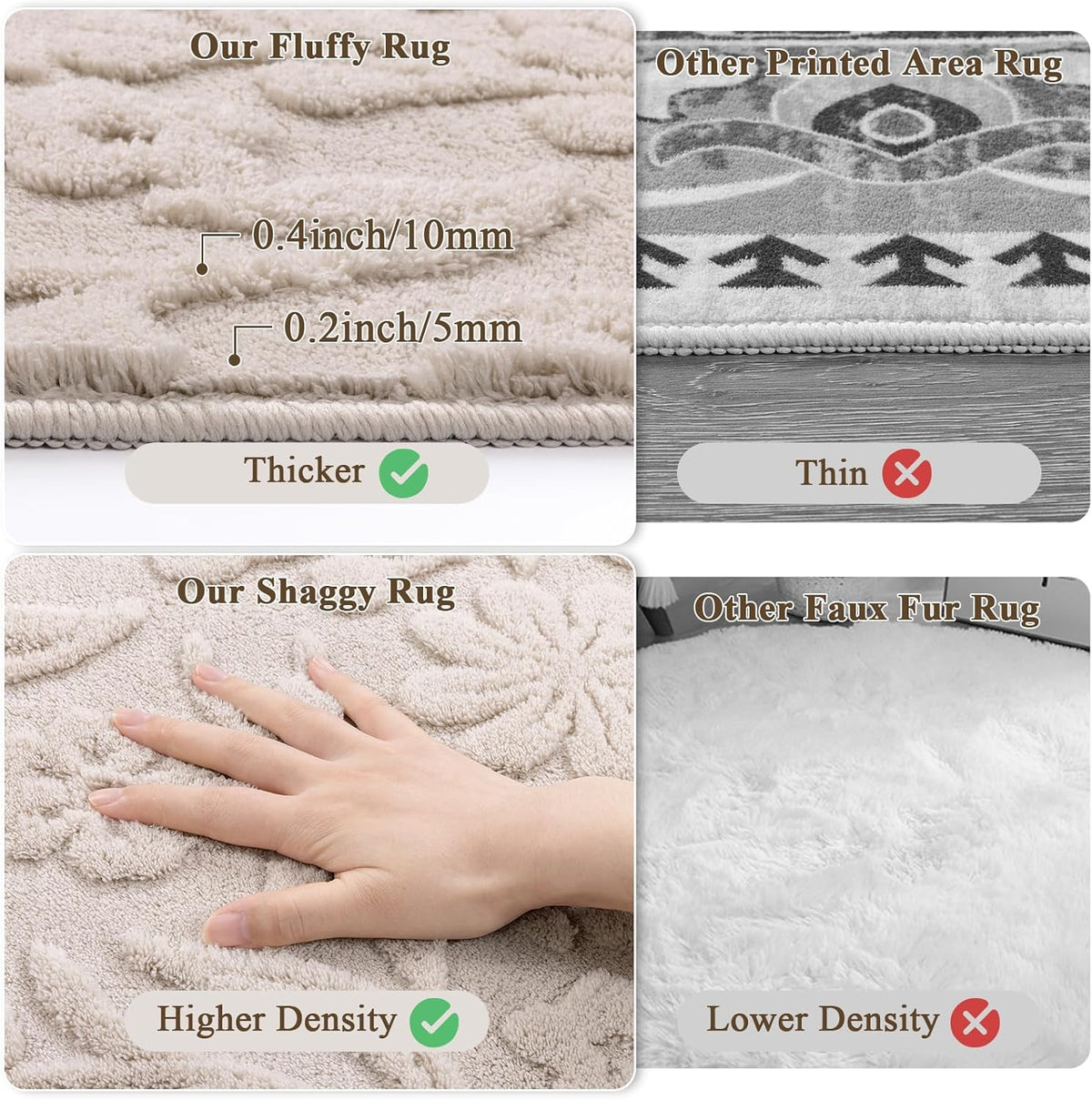 Vaukki 8x10 Area Rug for Living Room, Beige Throw Carpet for Bedroom