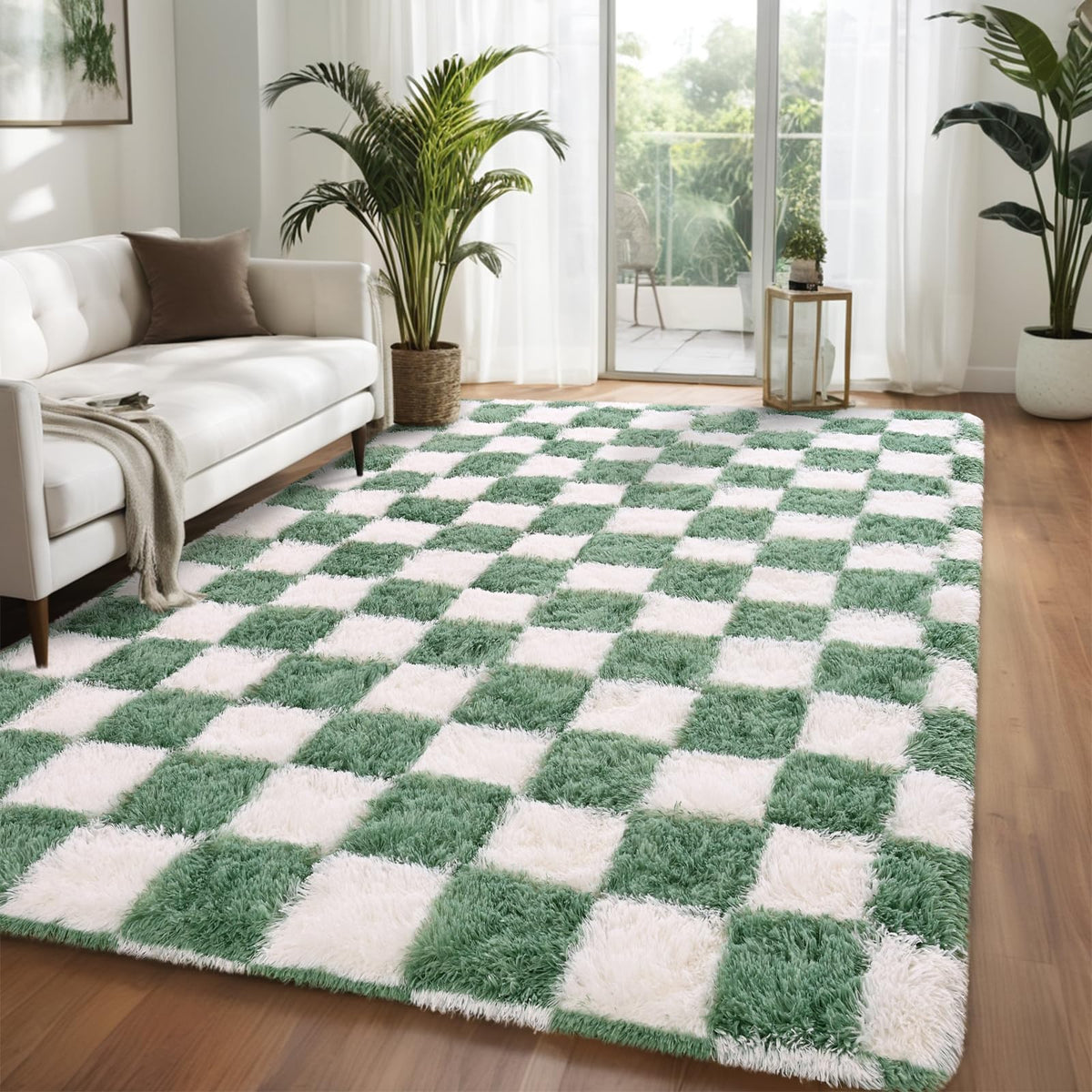 Nuttumico Burgundy Fluffy Shag Area Rug for Living Room Bedroom, 6x9 Feet Ultra Soft Indoor Modern Plush Fuzzy Rug, Thickened Carpet for Kids Playroom, High Pile, Non Slipping