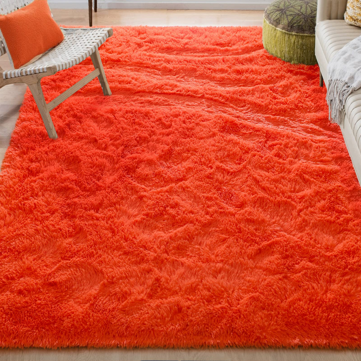 Merelax Soft Modern Indoor Large Shaggy Rug for Livingroom Bedroom Dorm Kids Room Home Decor, Non-Slip Plush Fluffy Furry Fur Area Rugs Comfy Nursery Accent Floor Carpet 9x12 Feet, Black